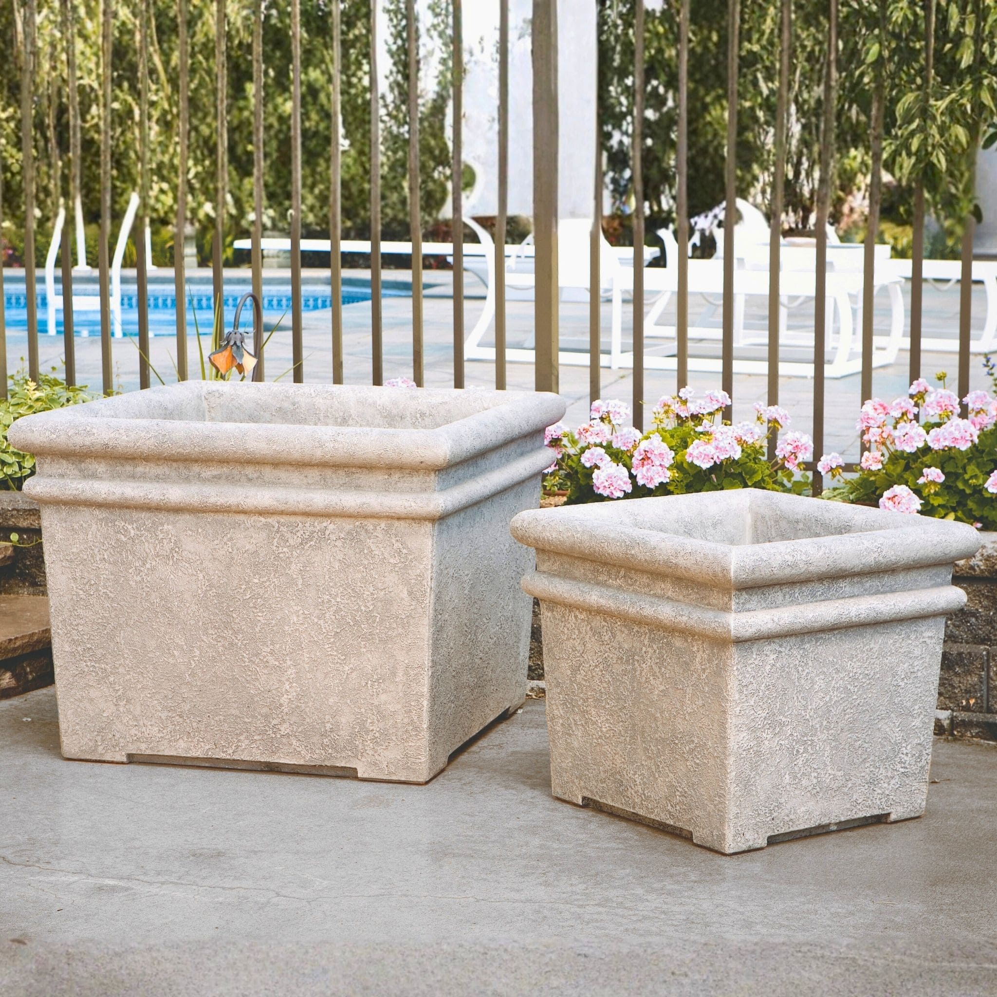 stone box planters Urban Large Square Box Concrete Planters