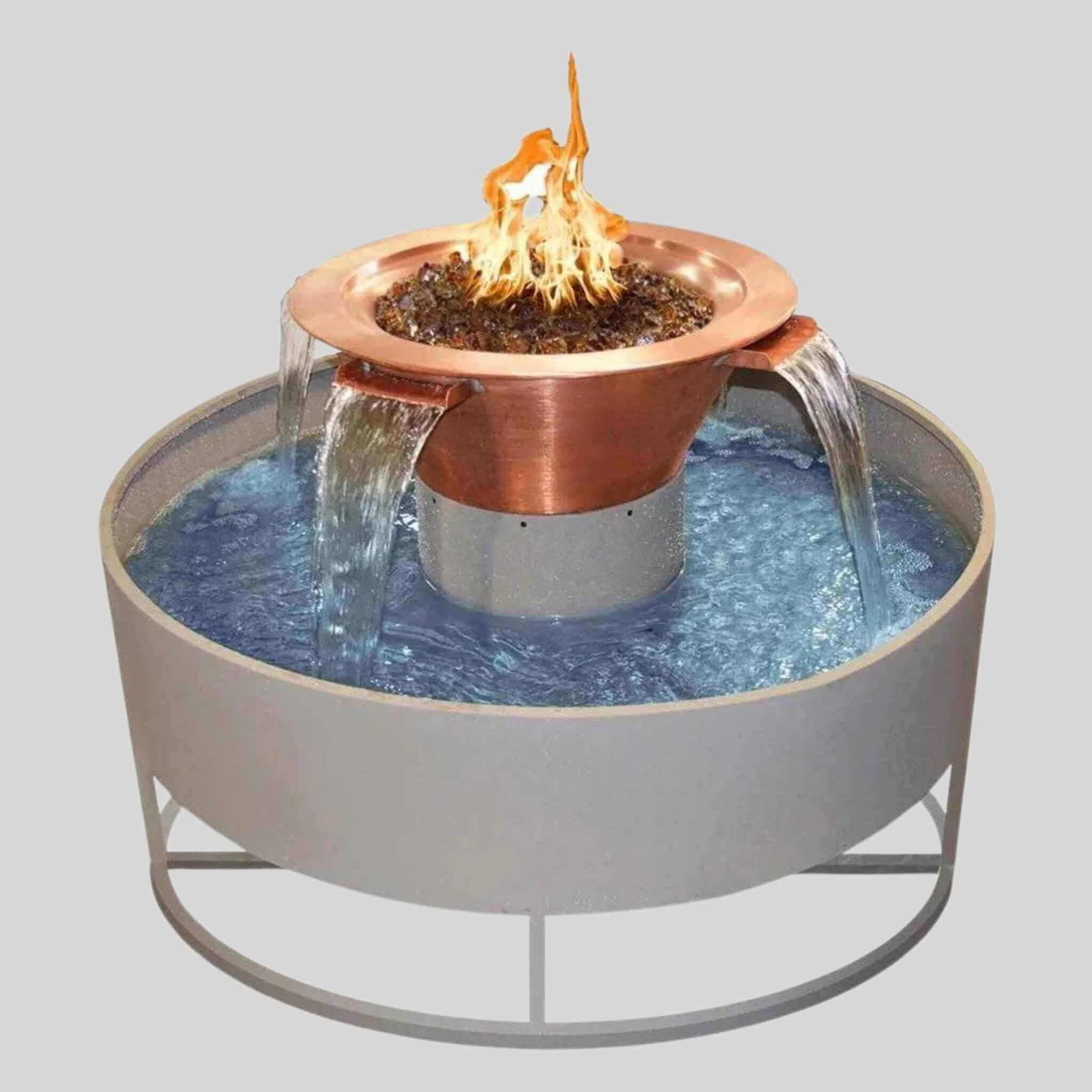 Olympian Round Fire & Water Fountain 4-Way Spill - The Outdoor Plus