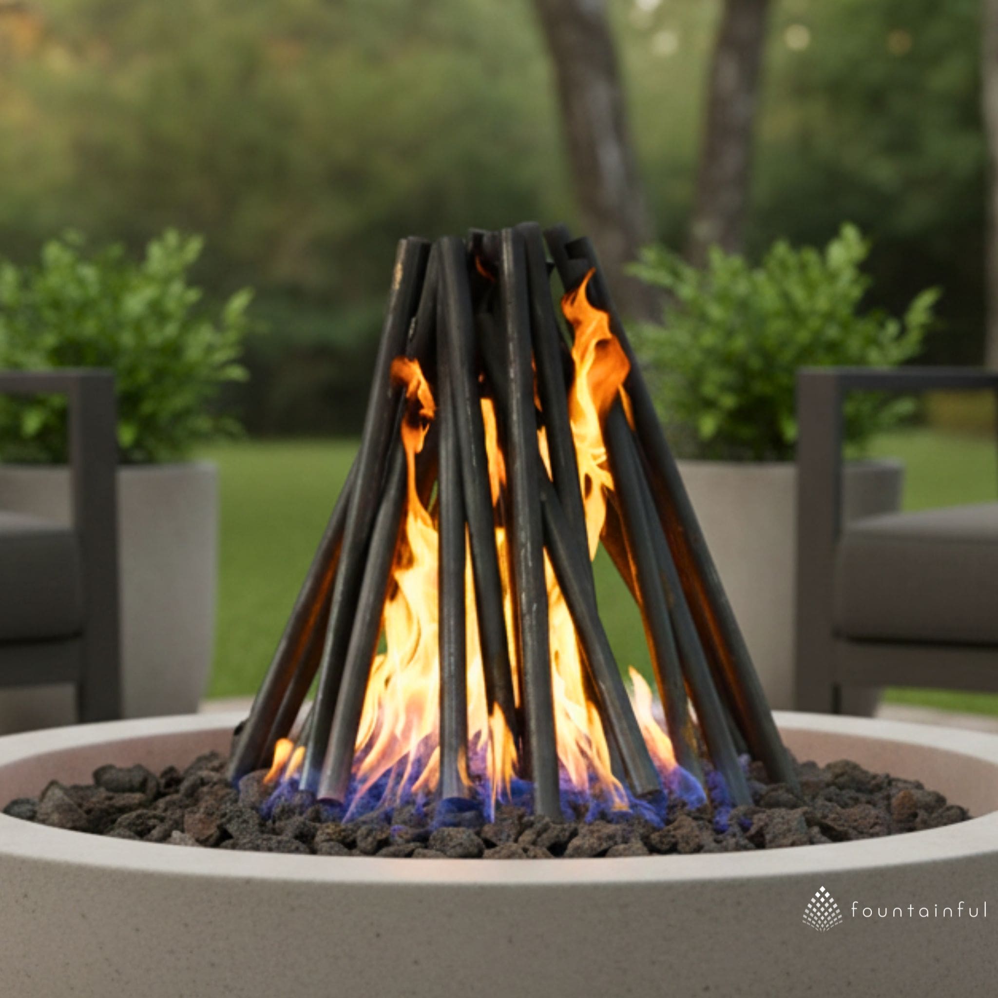 Solid Steel Logs Fire Ornament - Outdoor Plus