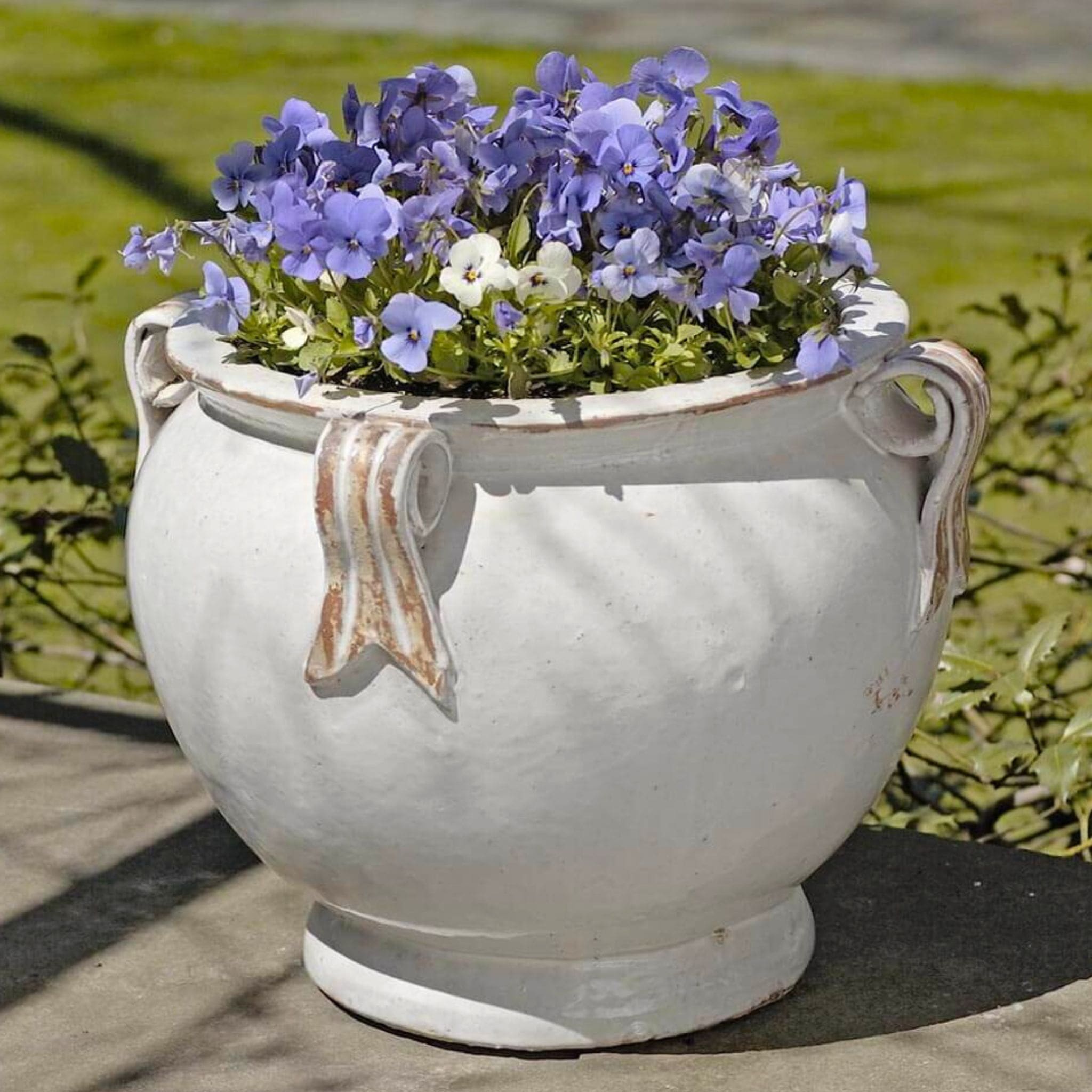 Round Handle Glazed Terra Cotta Planter - Campania #8102