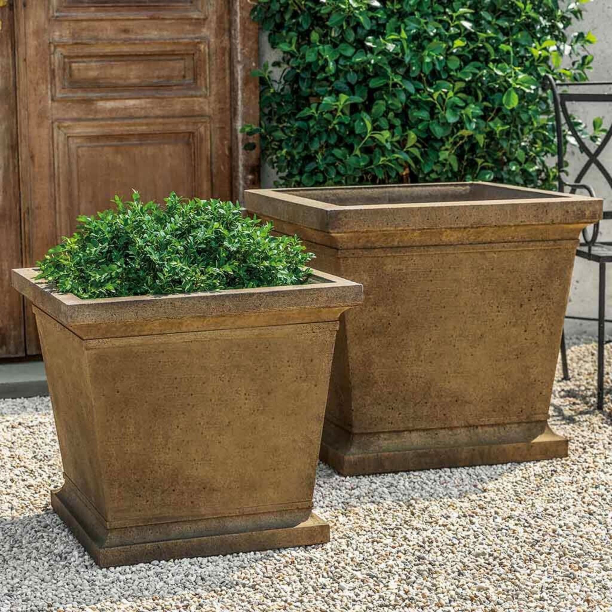 box outdoor planters Campania International Madison Planter Aged Limestone
