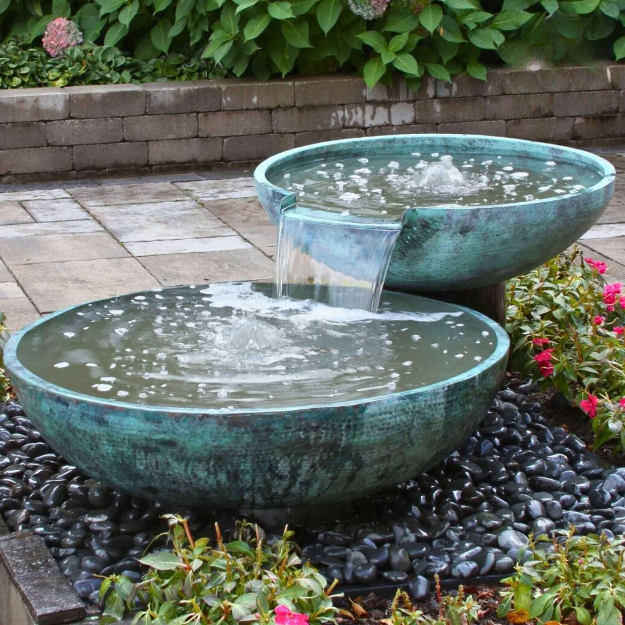 Double Spillway Brass Bowl Fountain - Complete Kit - Blue Thumb