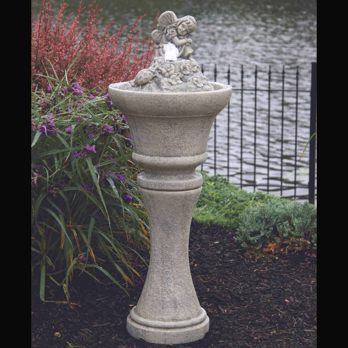 Fairy Concrete Fountainette w/Lights - Massarellis #3904