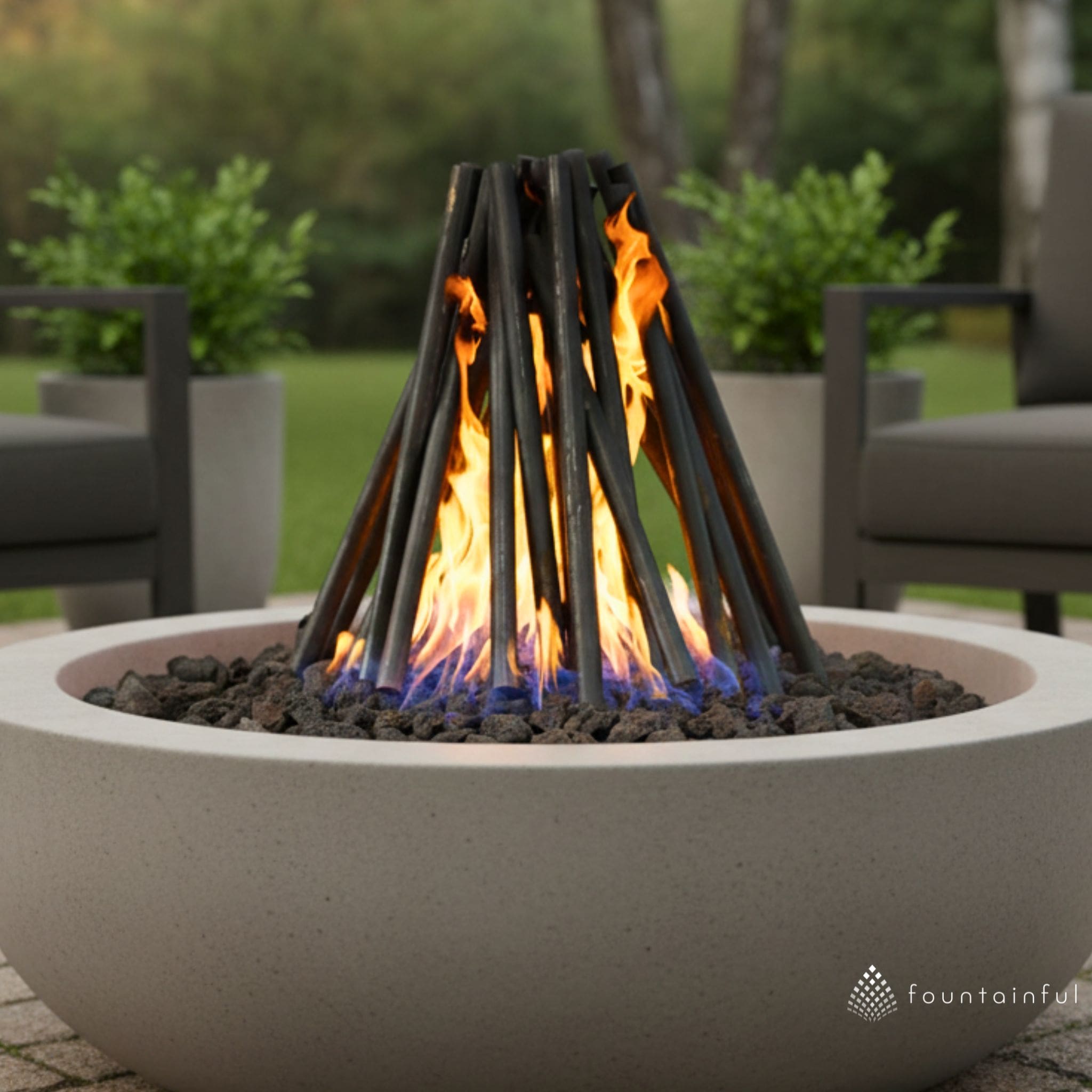 Solid Steel Logs Fire Ornament - Outdoor Plus