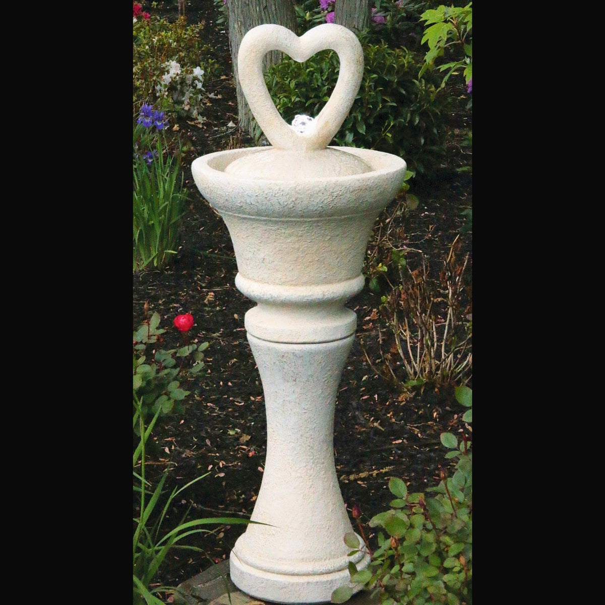 Heart Concrete Fountainette w/ Lights - Massarellis #3944