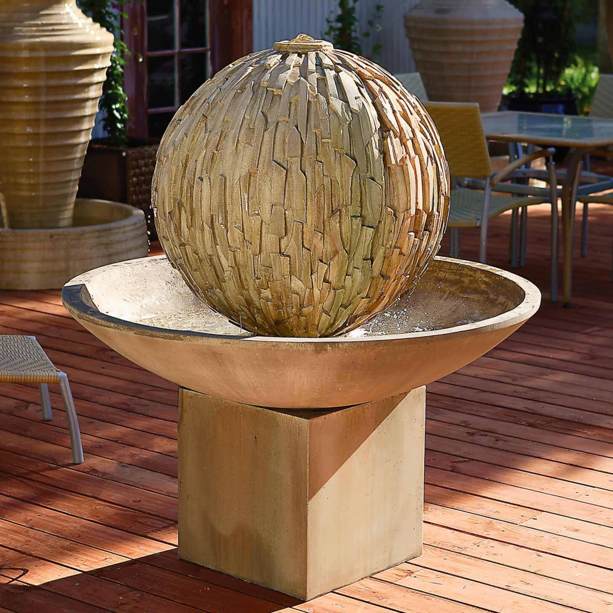 Rubix & Wok w/Riser Concrete Fountain - GIST Fountains