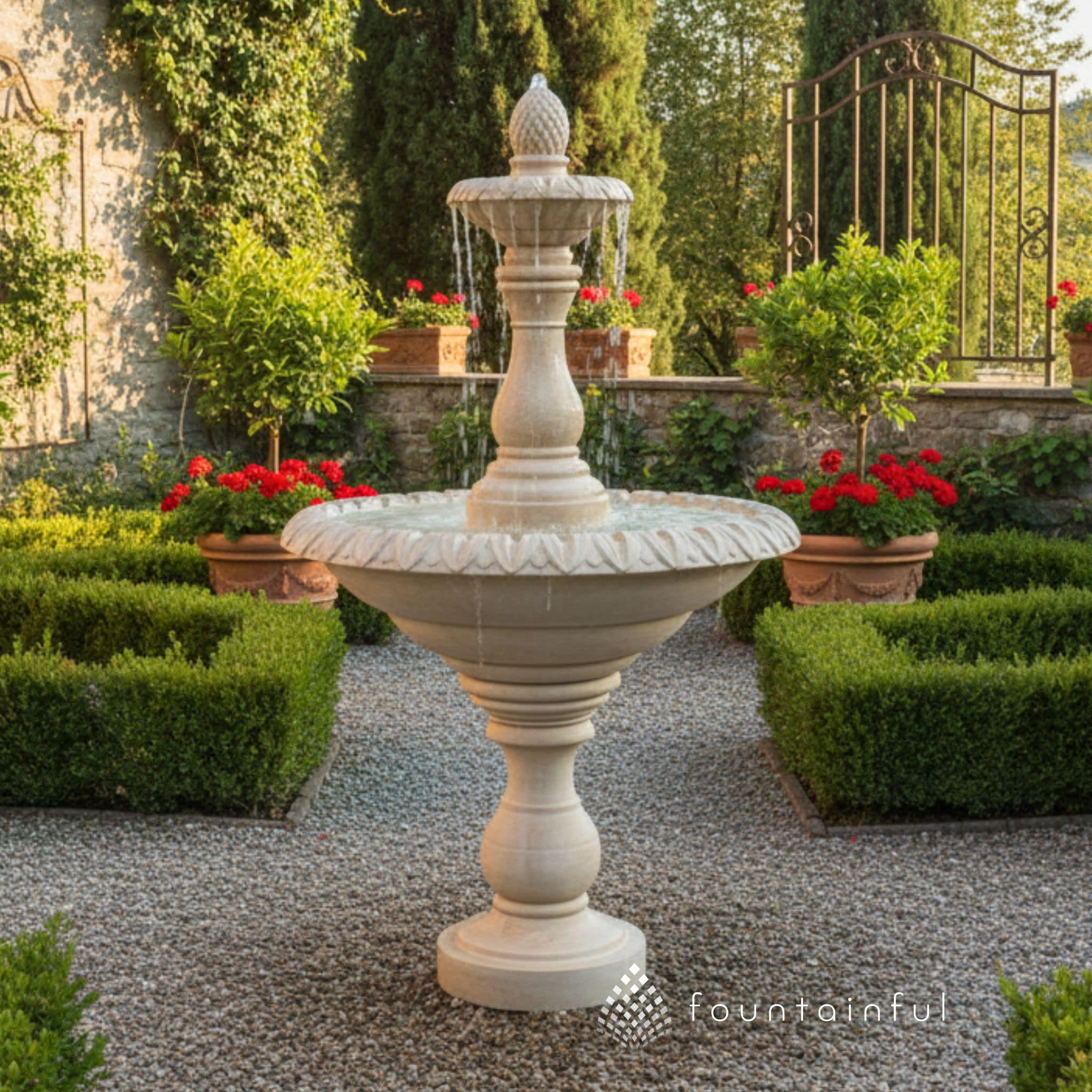 Four Seasons 2-Tier Concrete Fountain - Fiore Stone