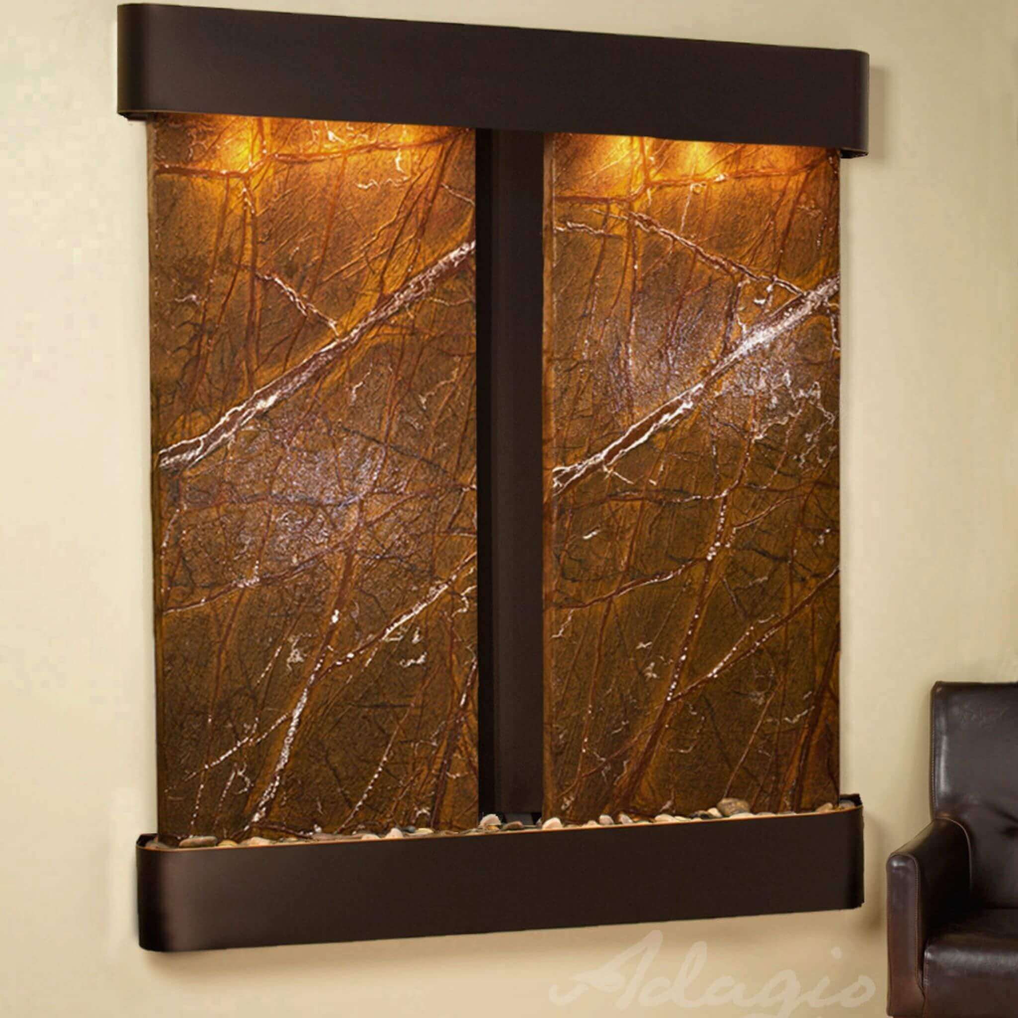 Cottonwood Falls Mounted Water Wall Fountain - Adagio