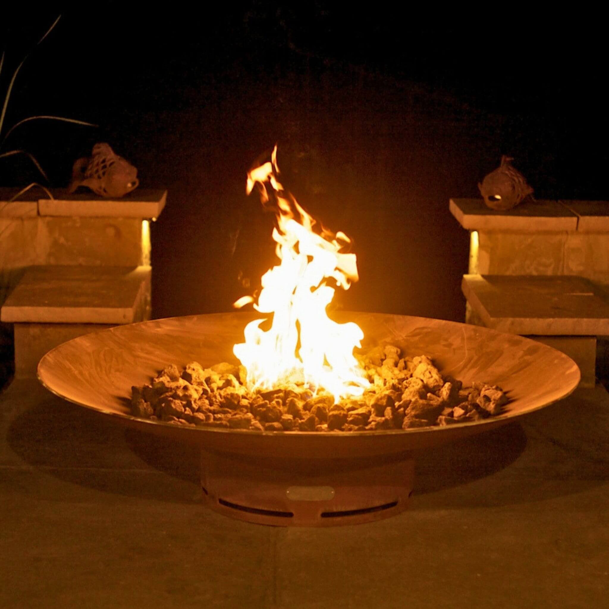 Asia Series Wok-Style Gas Fire Pit in Steel - Fire Pit Art