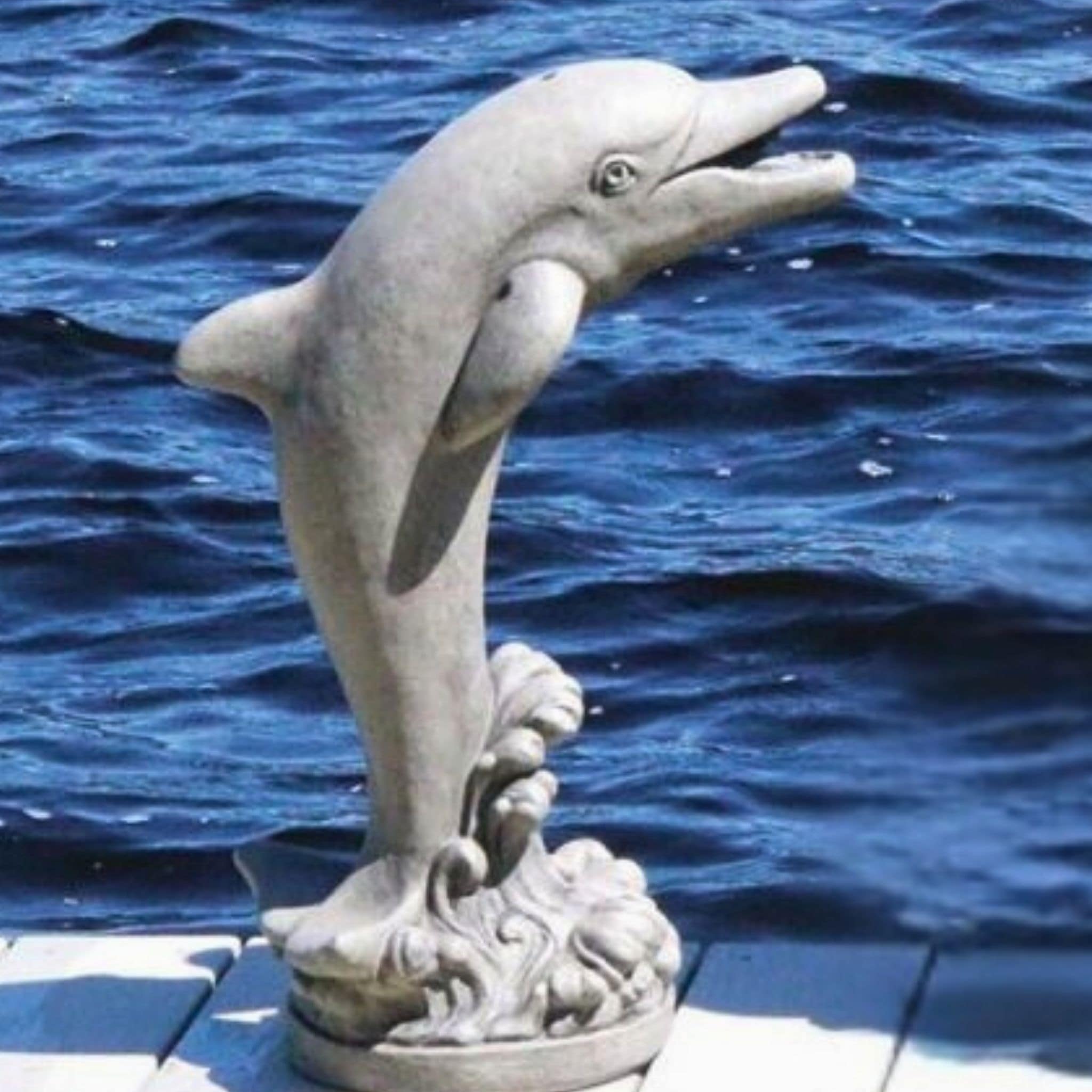 Flip the Dolphin Plumbed Concrete Statue - Massarellis #4405
