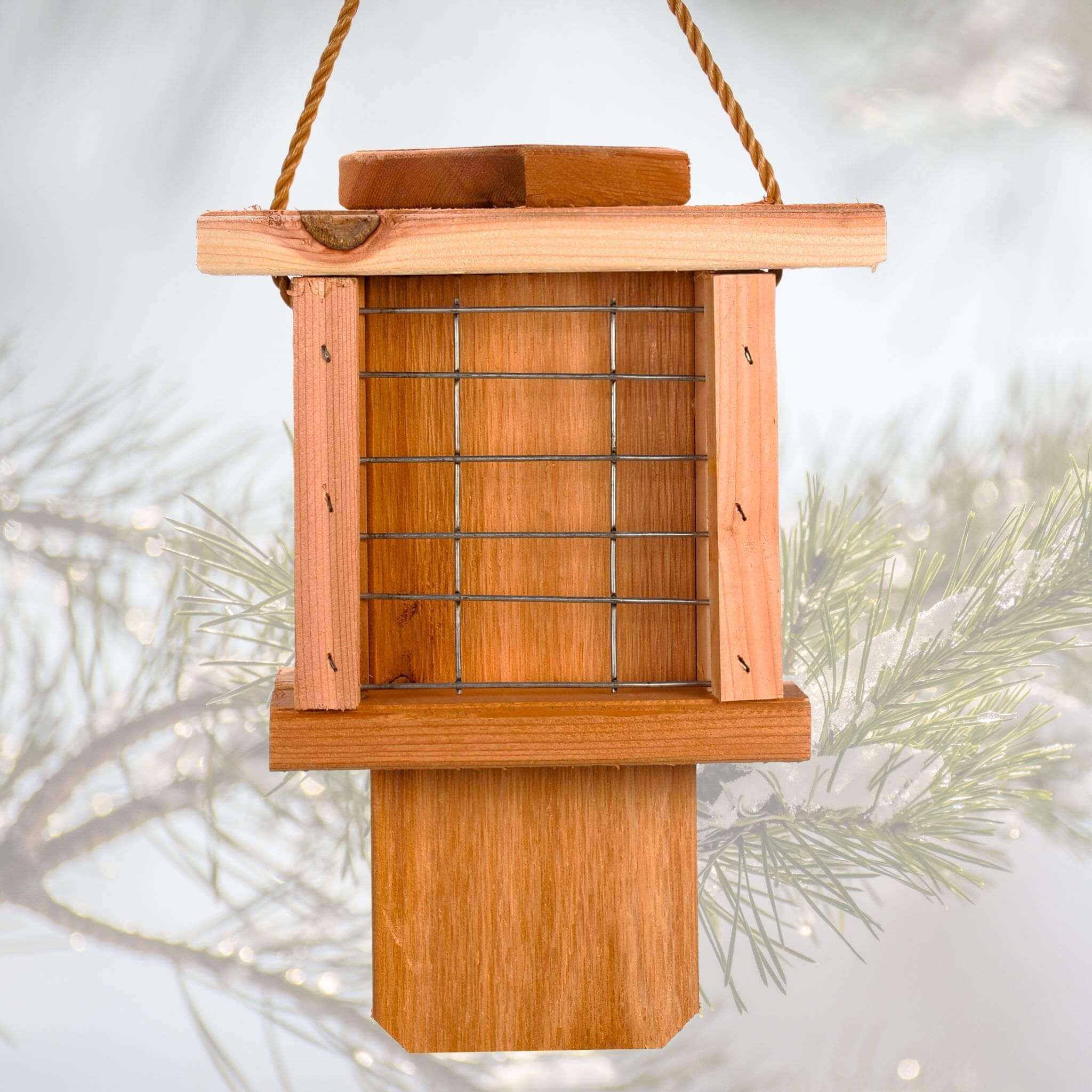 Suet 2-Cake Hanging Bird Feeder - Cedar Wood | Winter Woodworks