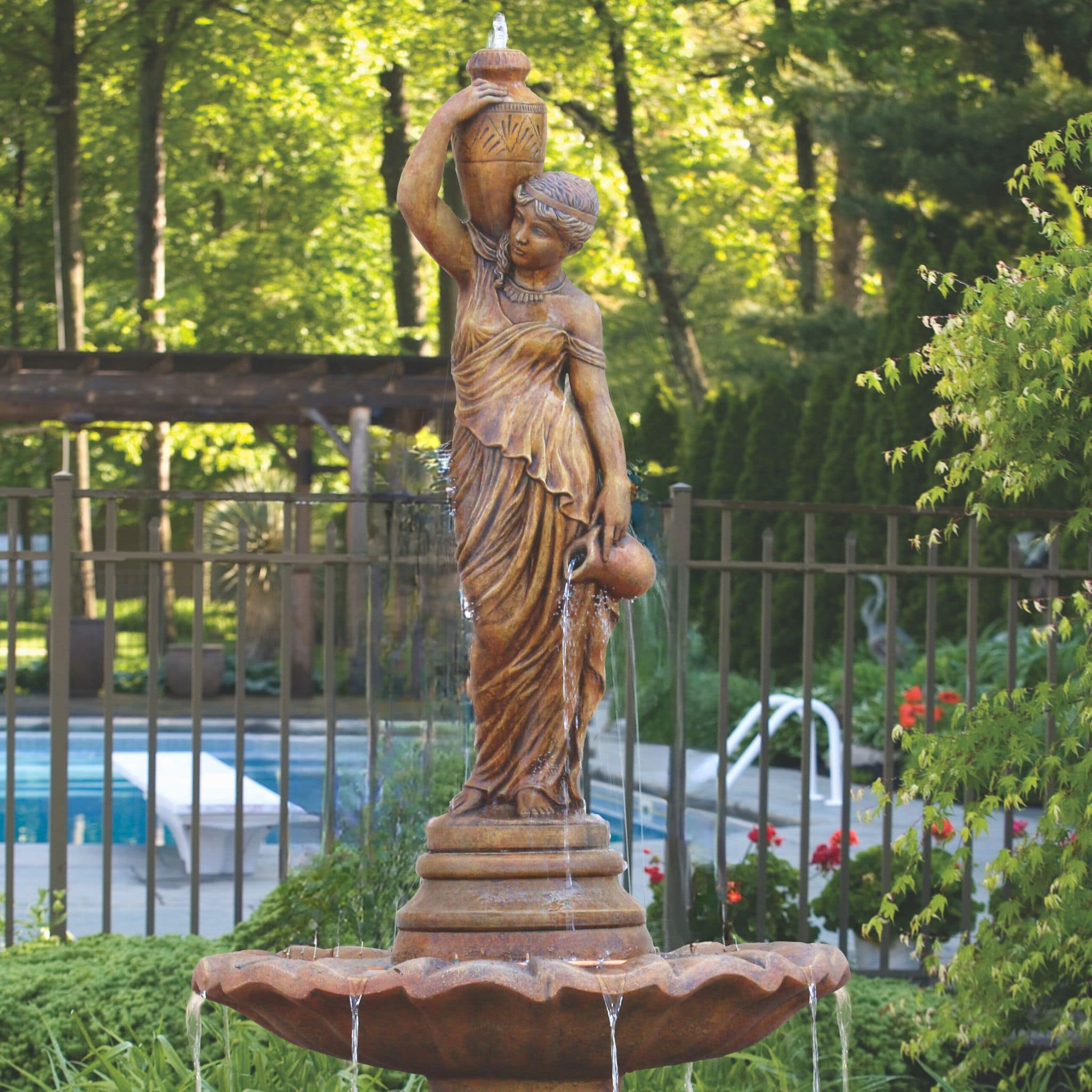 Large Grecian Lady 2-Tier Fountain - Massarellis #3440