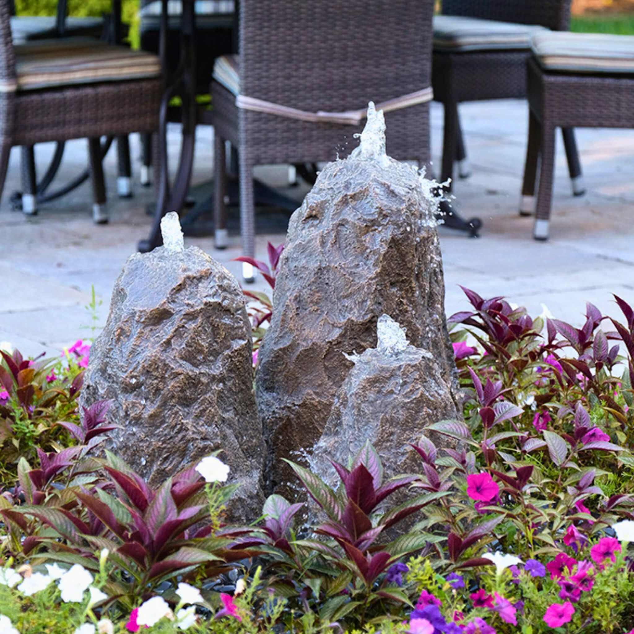 "Matterhorn" 3-Tower GFRC Boulder Fountain - Complete Kit - Blue Thumb