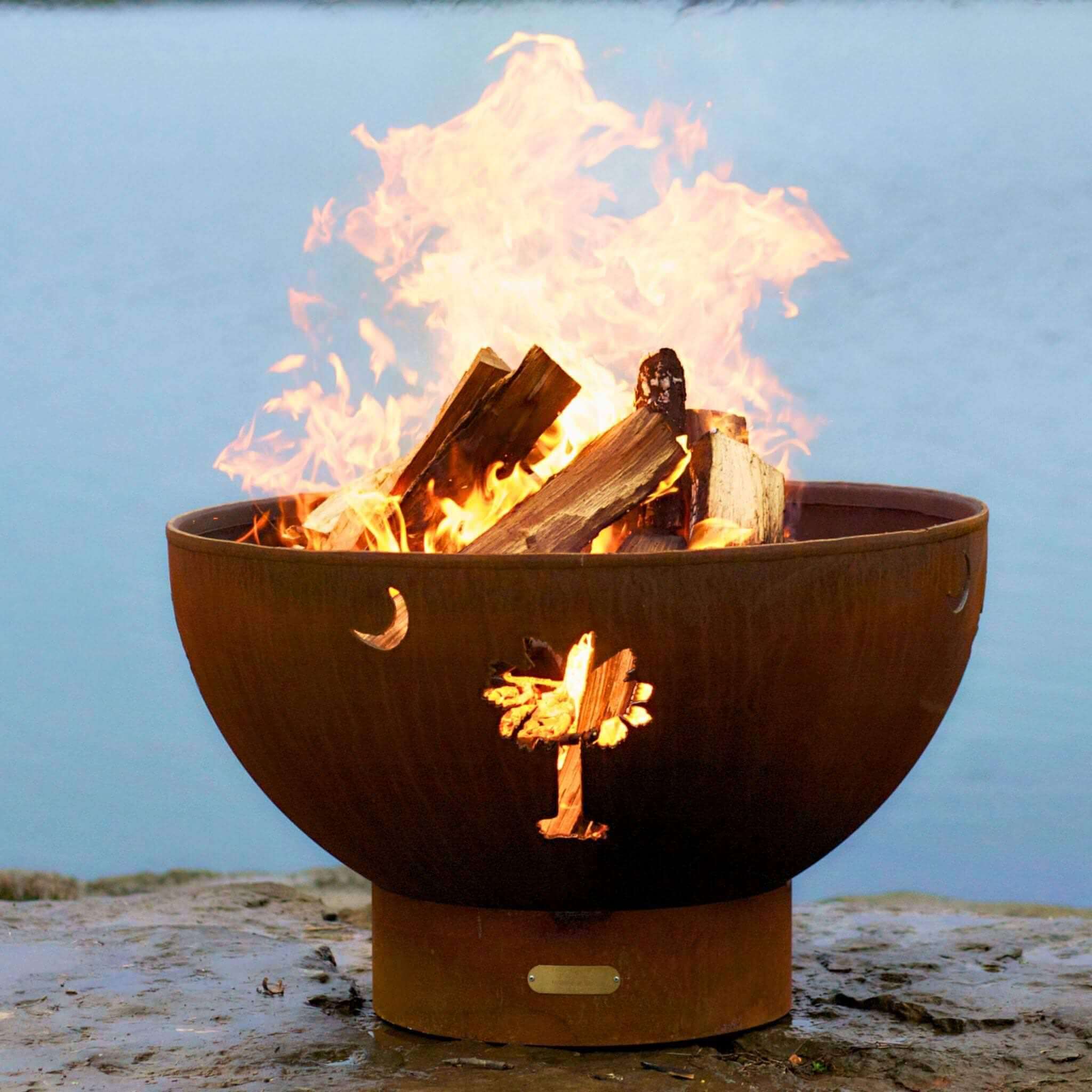 "Tropical Moon" Wood Burning Fire Pit in Steel - Fire Pit Art