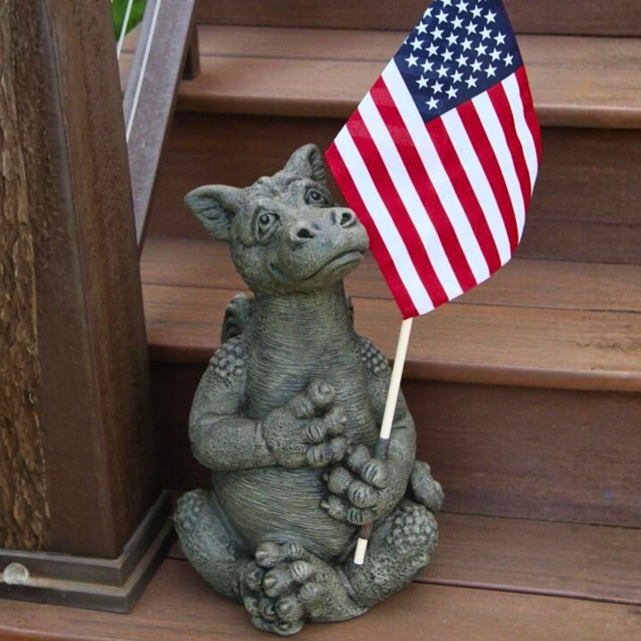 Liberty the Dragon Concrete Garden Statue - Massarellis #5099