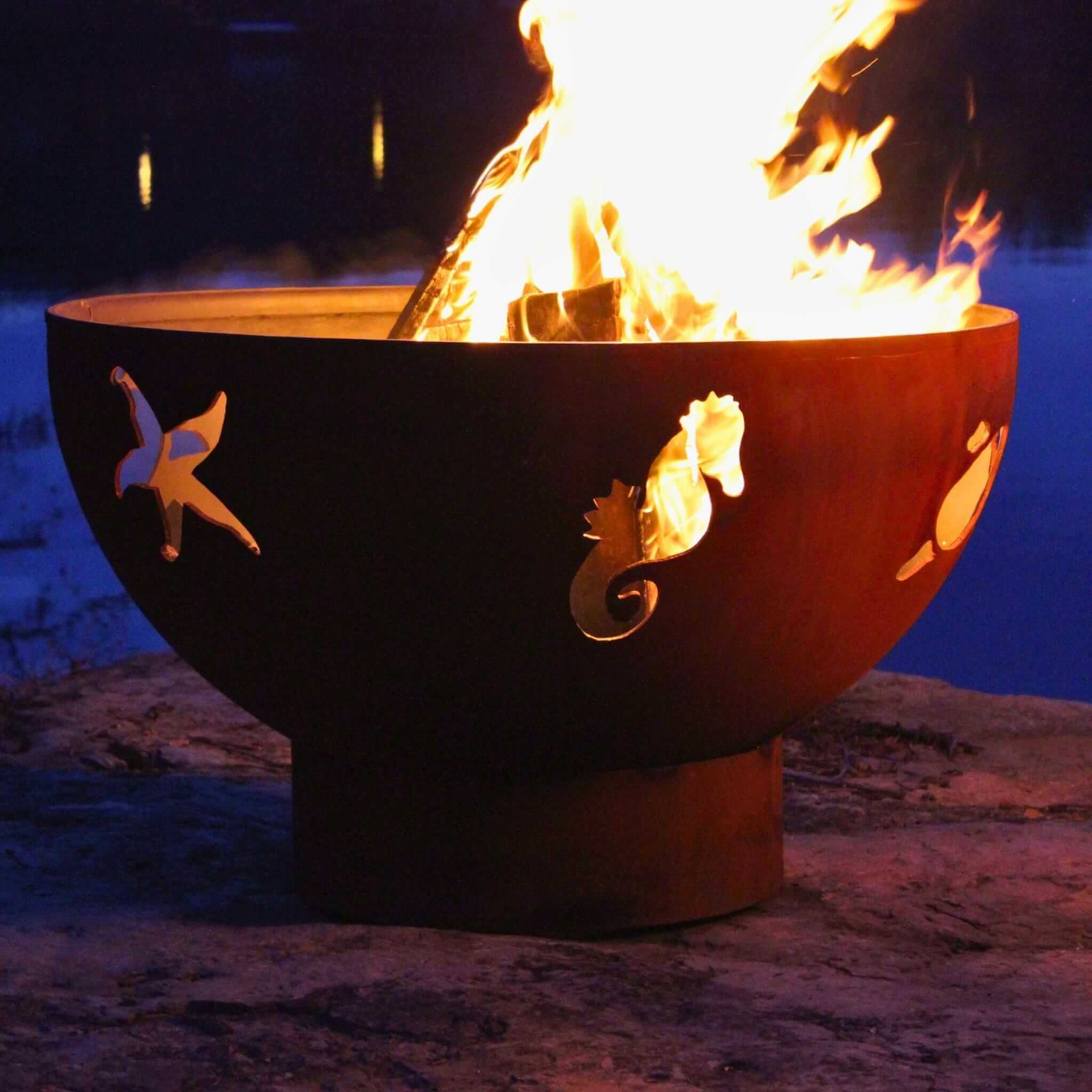 "Sea Creatures" Gas Fire Pit in Steel - Fire Pit Art