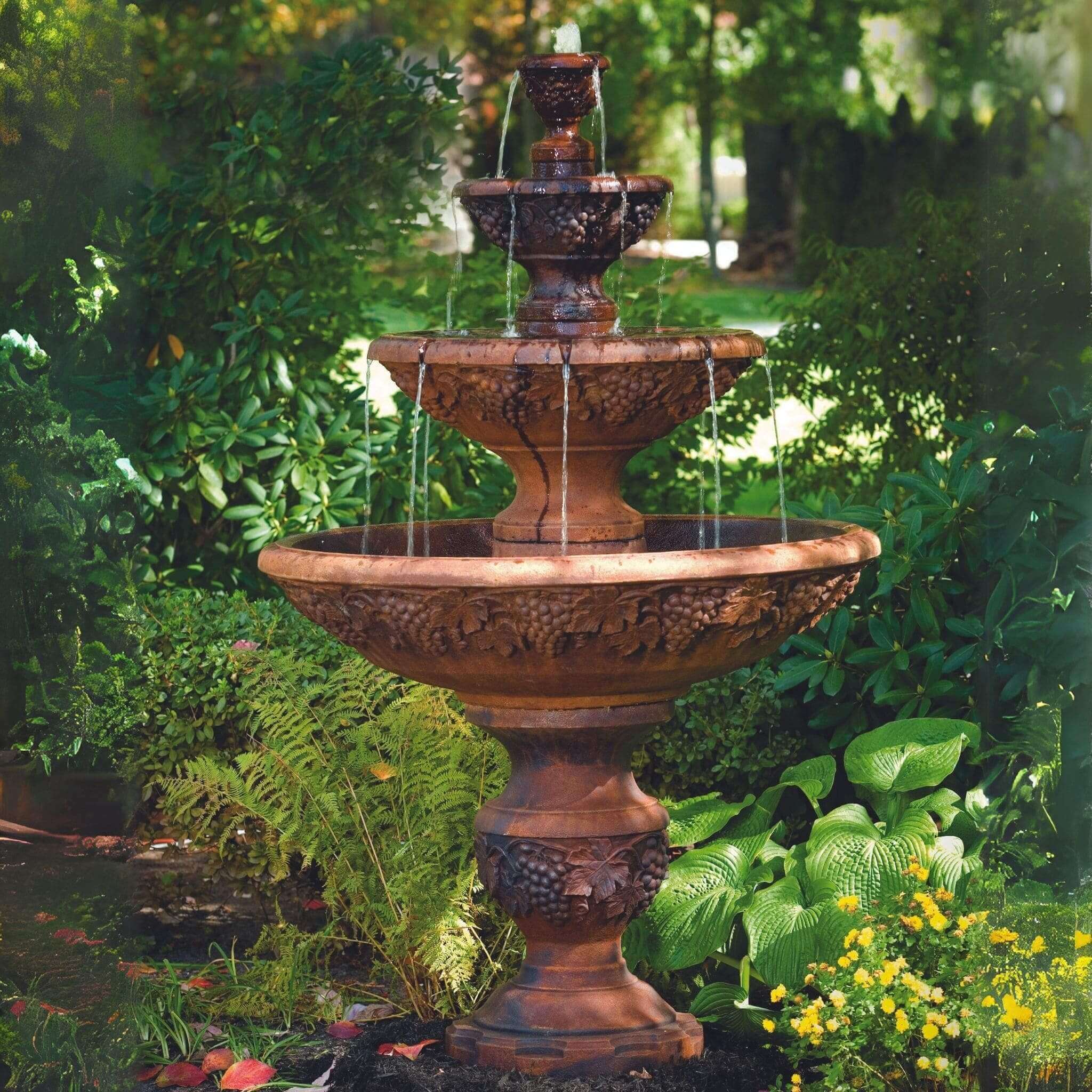 Sonoma 4-Tier Concrete Fountain - Massarellis #3537