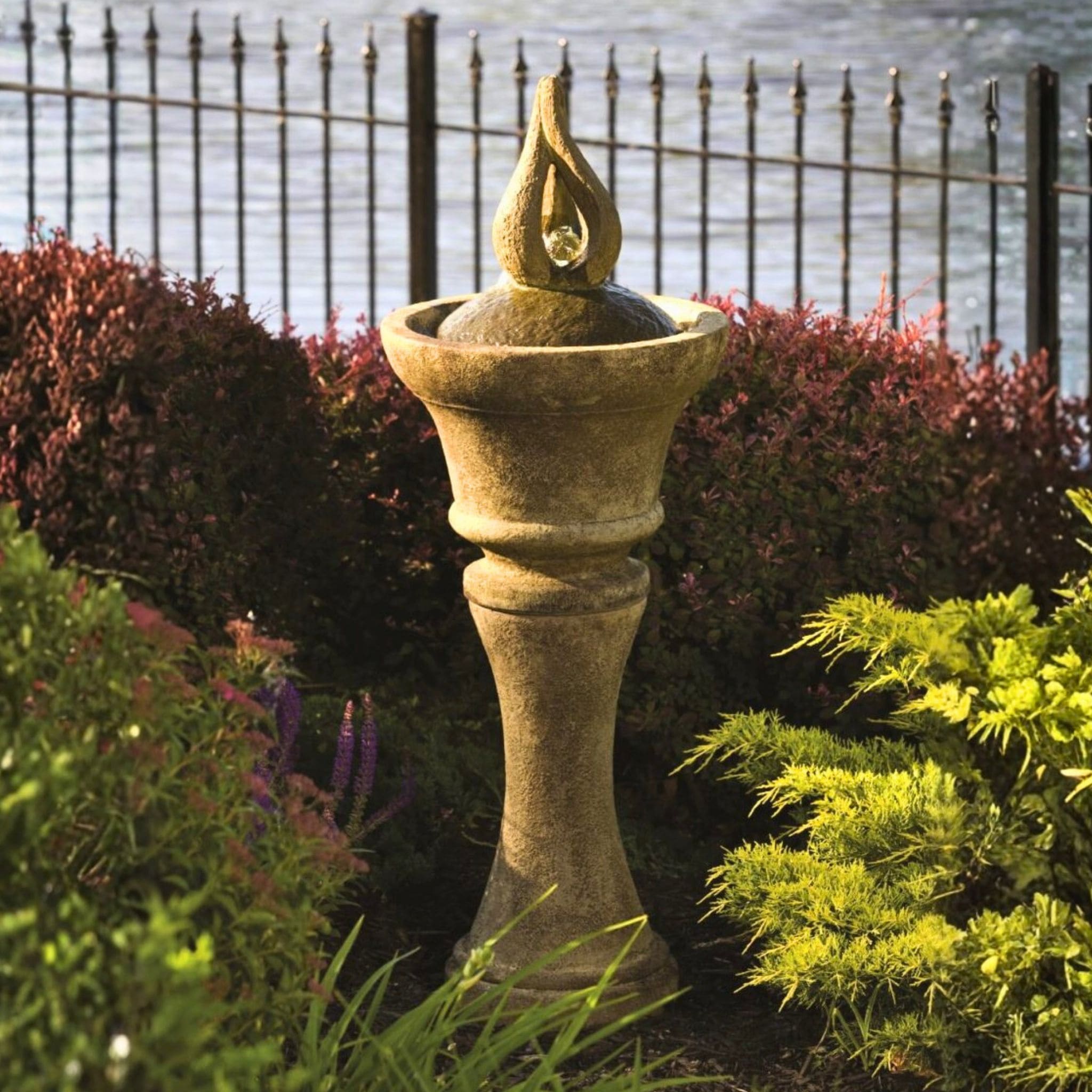 Garden Glow Concrete Fountainette w/Lights - Massarellis #3987