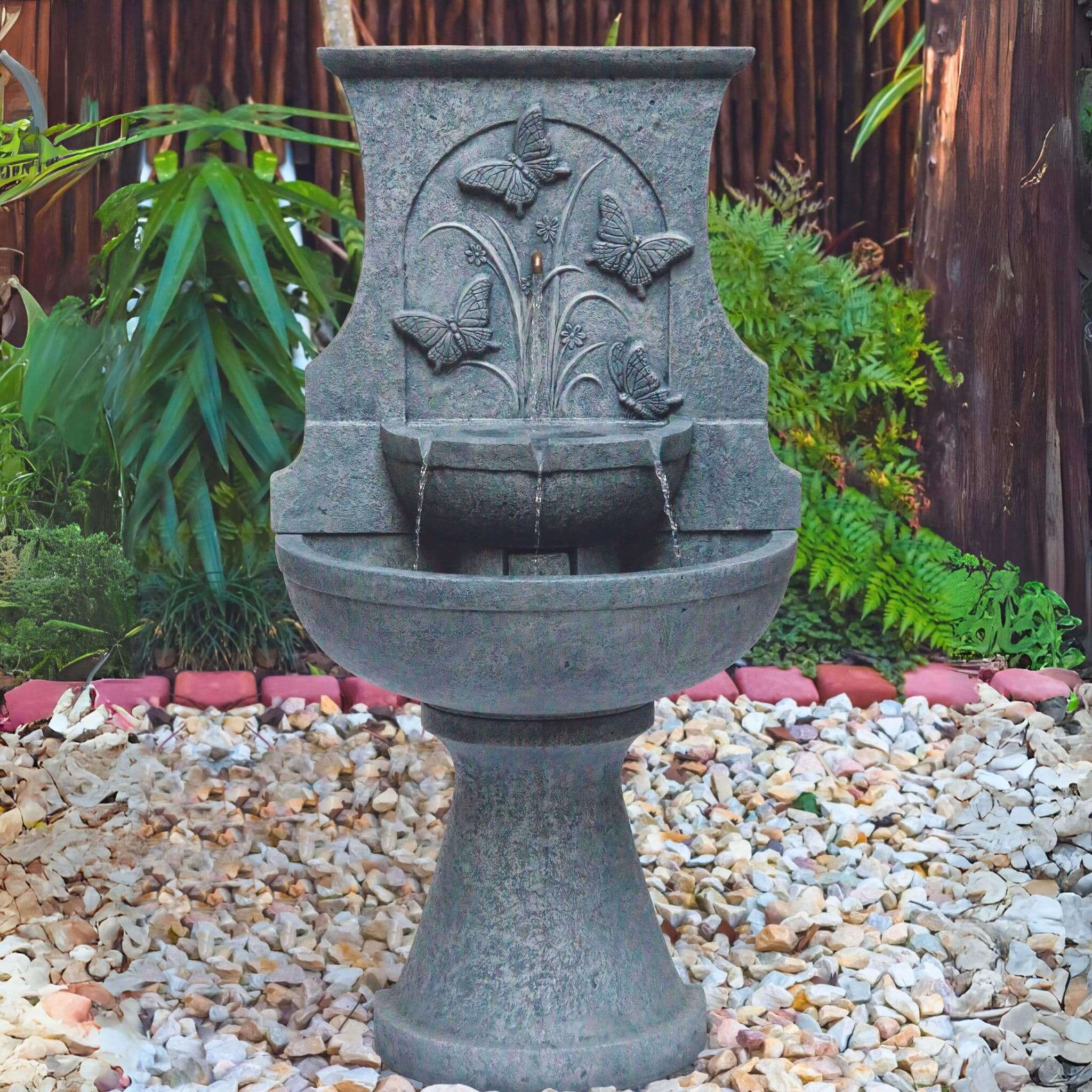 Fortuna Butterfly Concrete Wall Fountain - Massarellis #3807