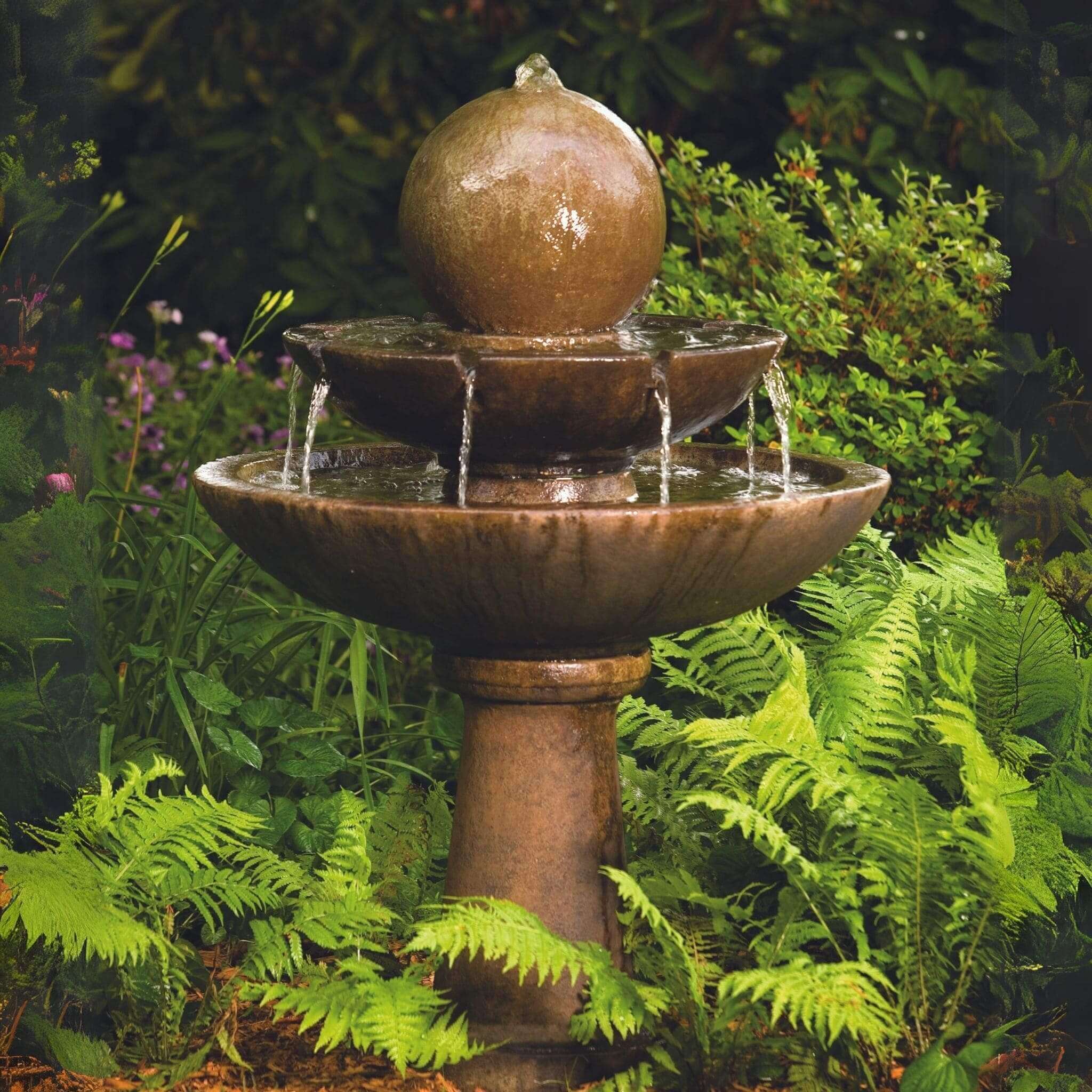 Tranquility Sphere 2-Tier Concrete Fountain - Massarellis #3701