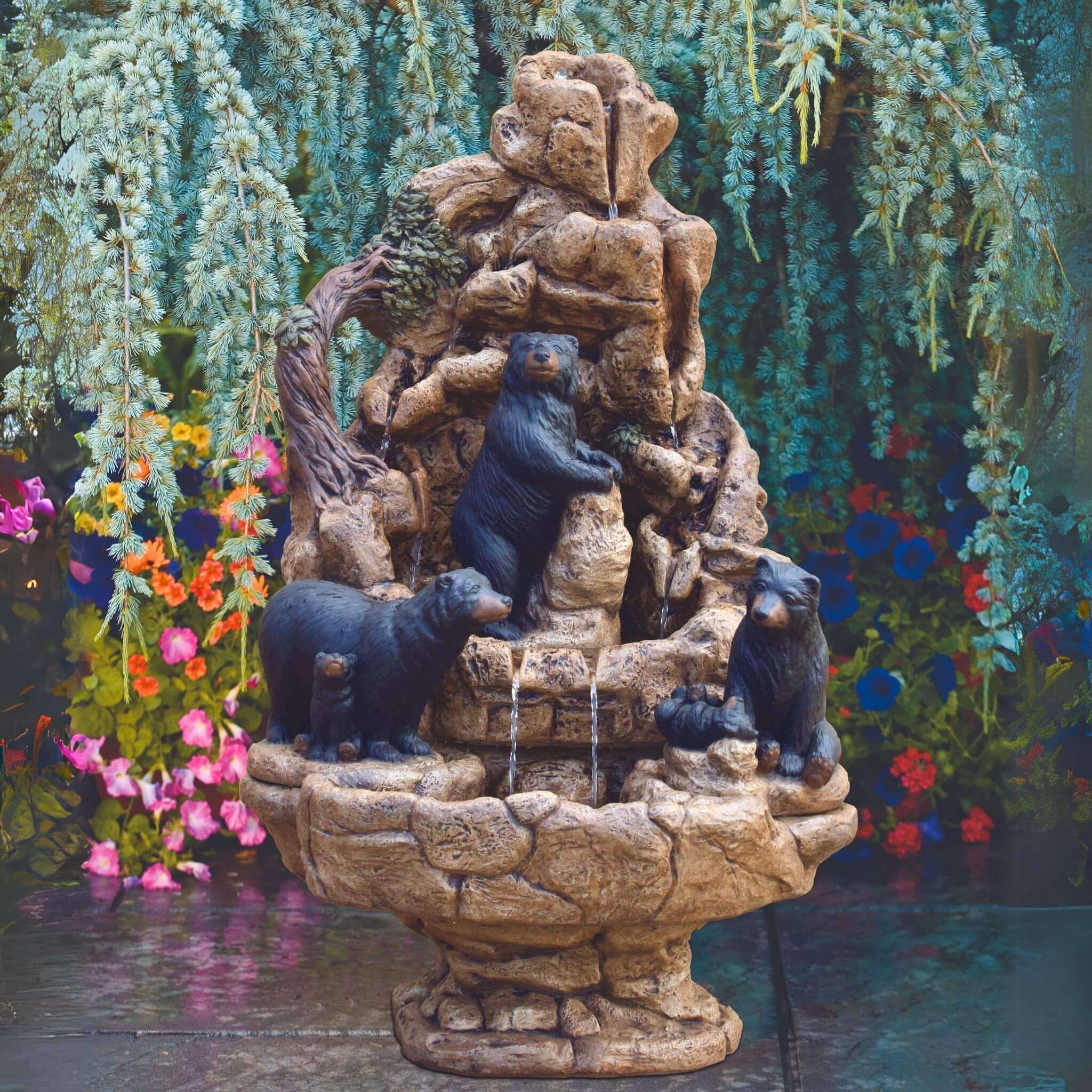 Bears Wildlife Concrete Fountain - Massarellis #3351