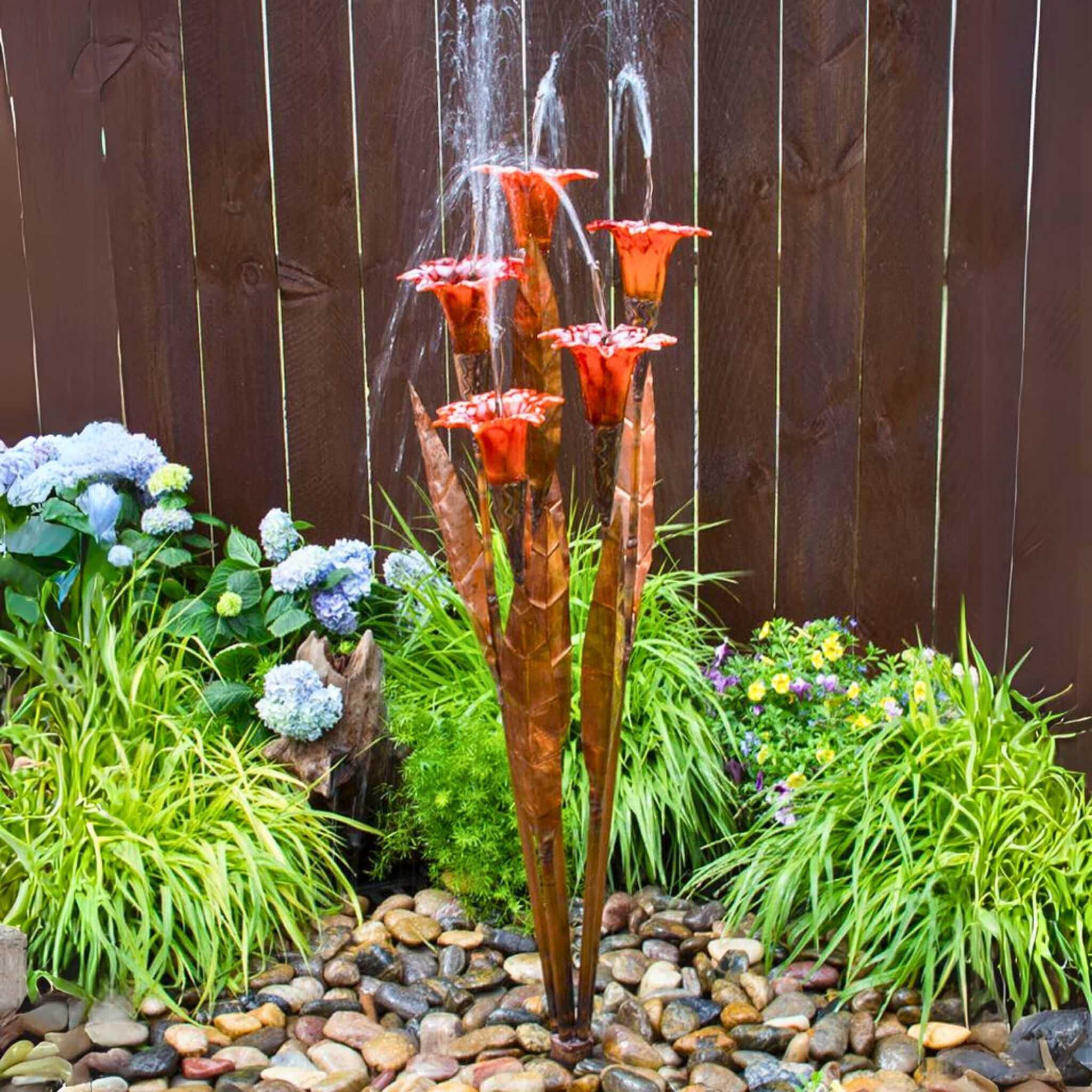 Orange Trumpet Copper & Glass Fountain Kit - Blue Thumb