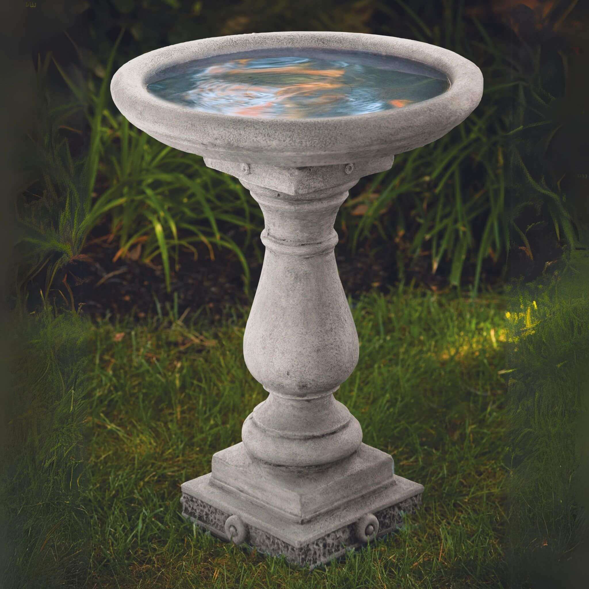 Regal Embossed 1-Piece Concrete Bird Bath - Massarellis #9725