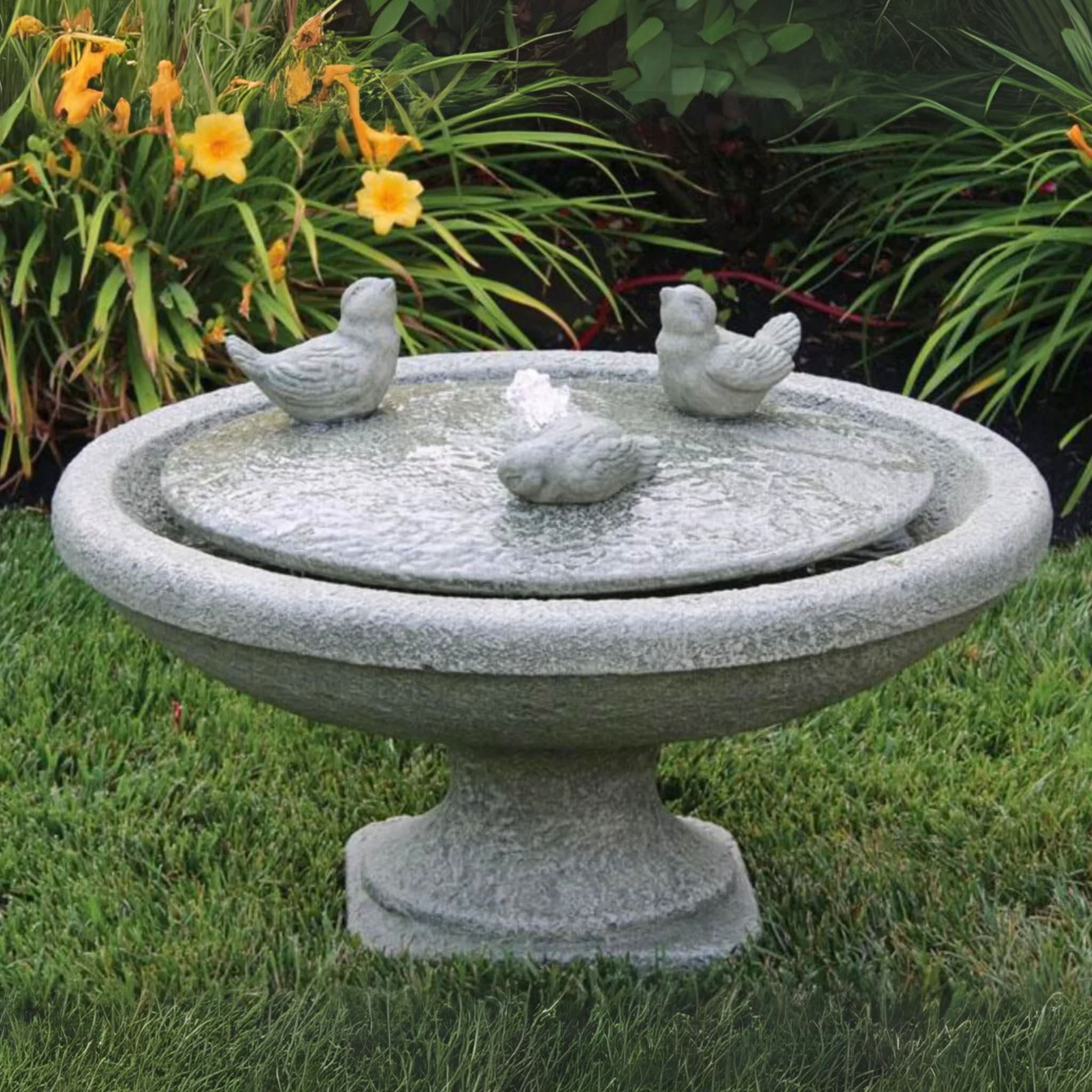 #3899 Singing Birds Oval Concrete Fountain - Massarellis #3899