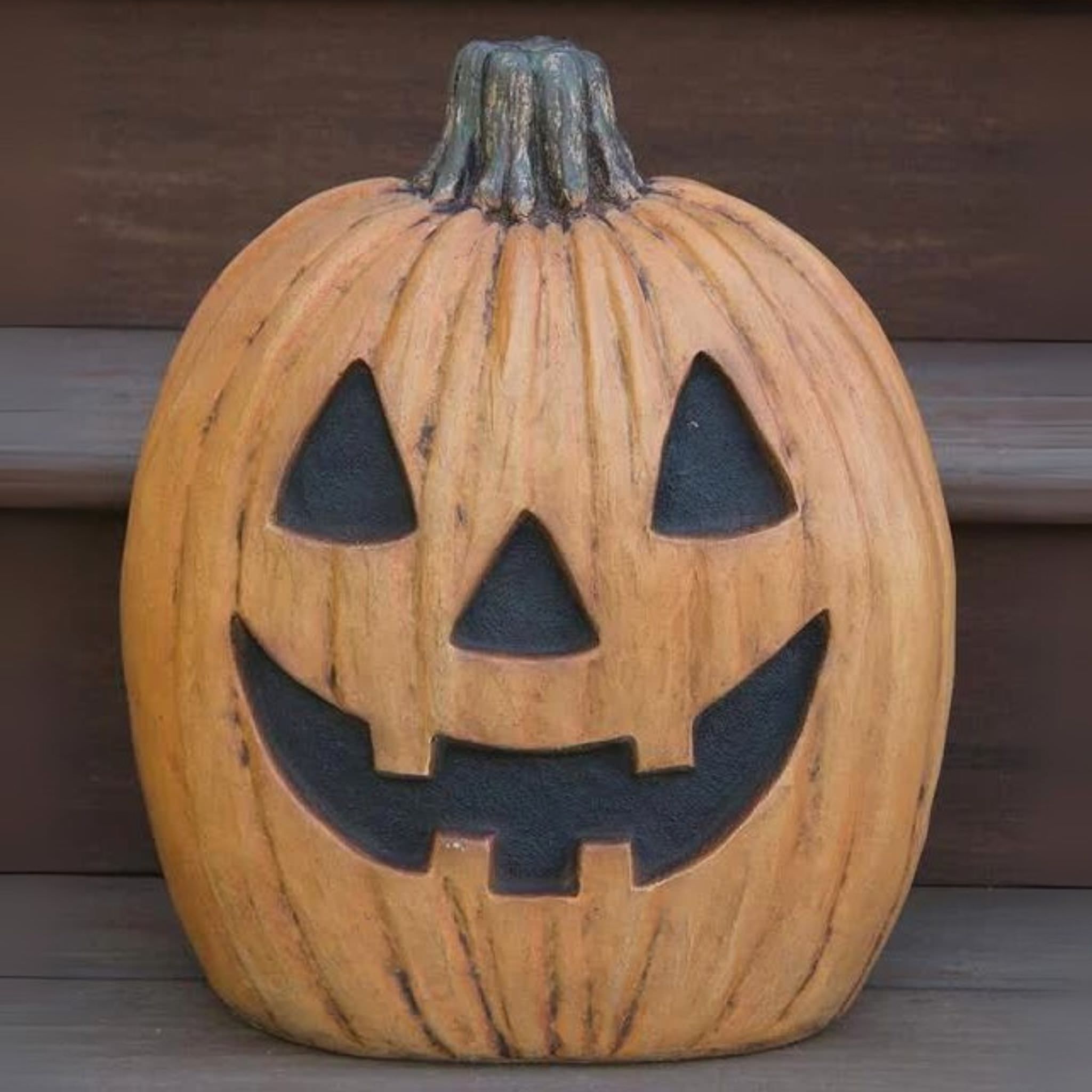 Tall Carved Pumpkin Concrete Garden Statue - Massarellis #4228