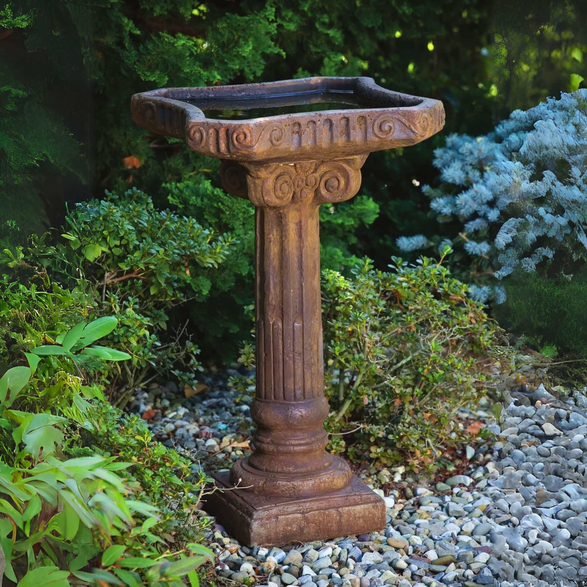 Fluted 1-Piece Concrete Bird Bath - Massarellis #9730