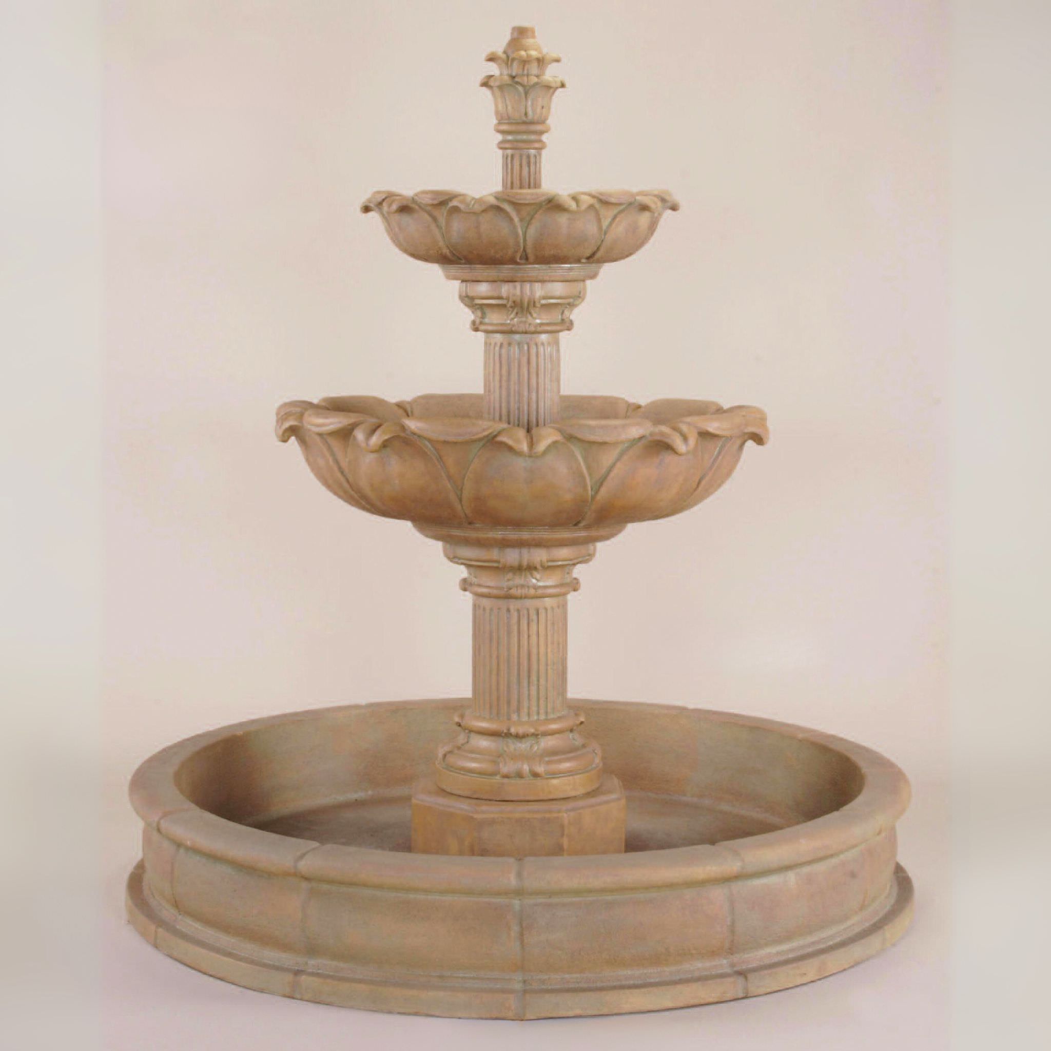 Acquarossa 2-Tier Pond Concrete Fountain - Giannini #1215