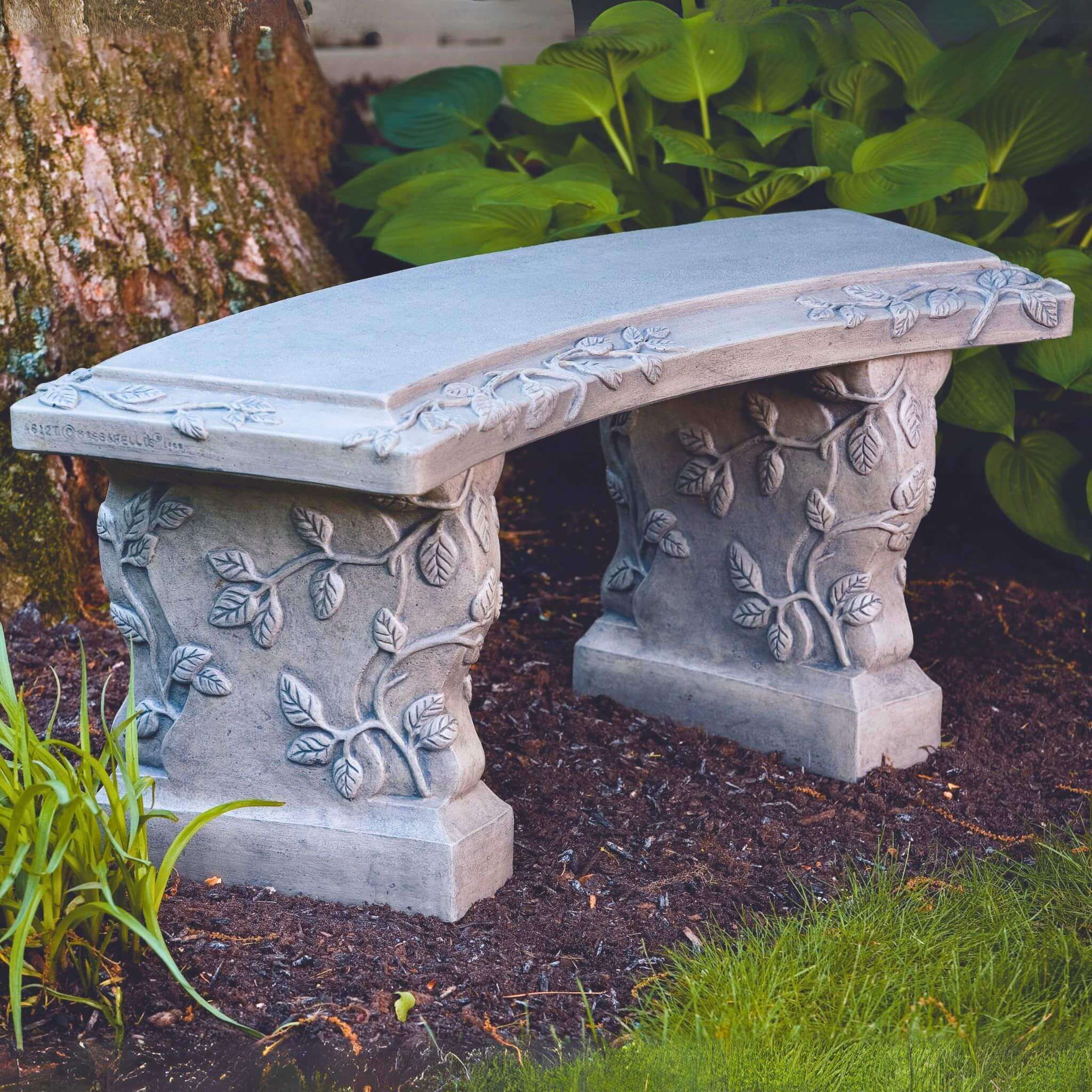 Vine Curved Concrete Garden Bench - Massarellis #4612