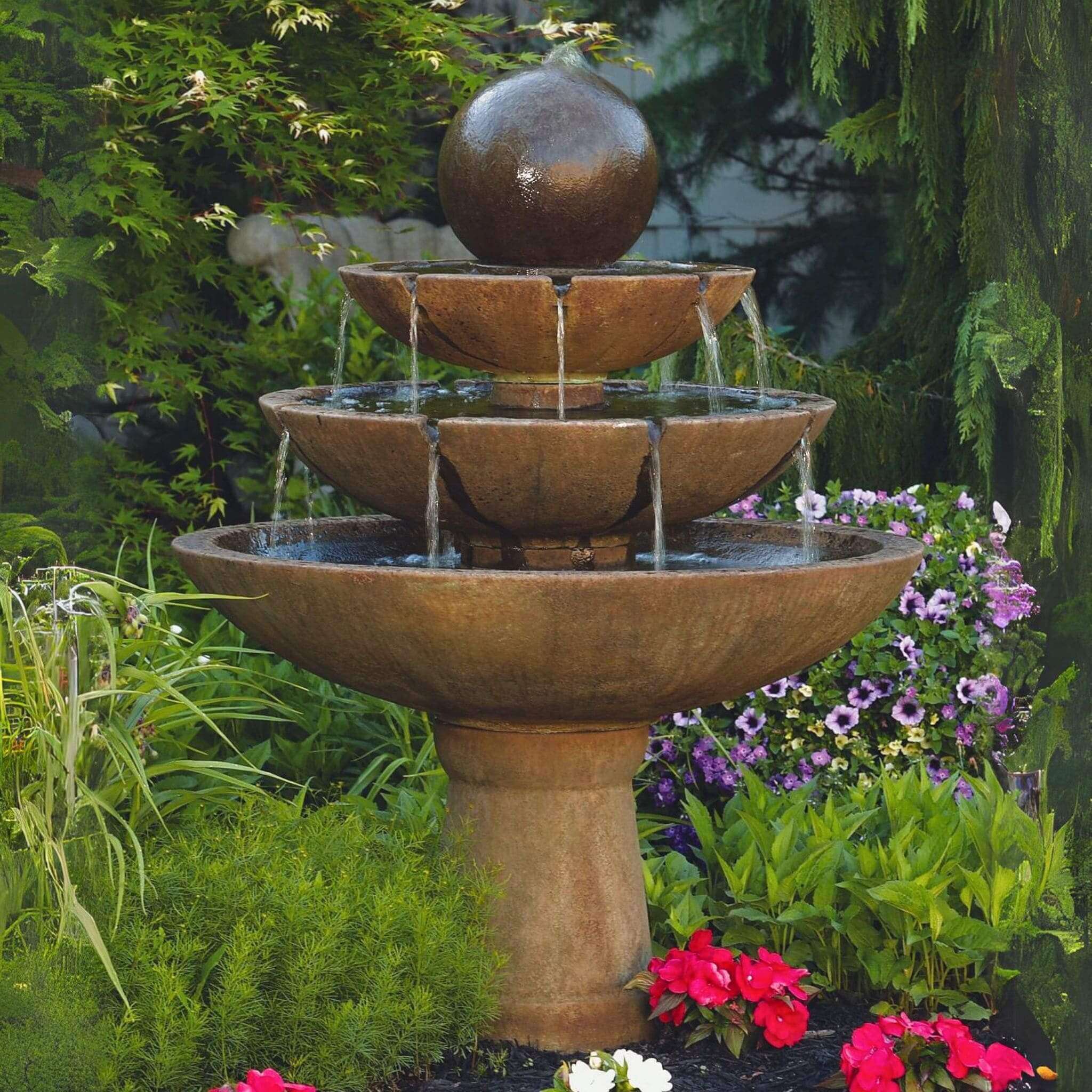 Tranquility Sphere 3-Tier Concrete Fountain - Massarellis #3696 Success