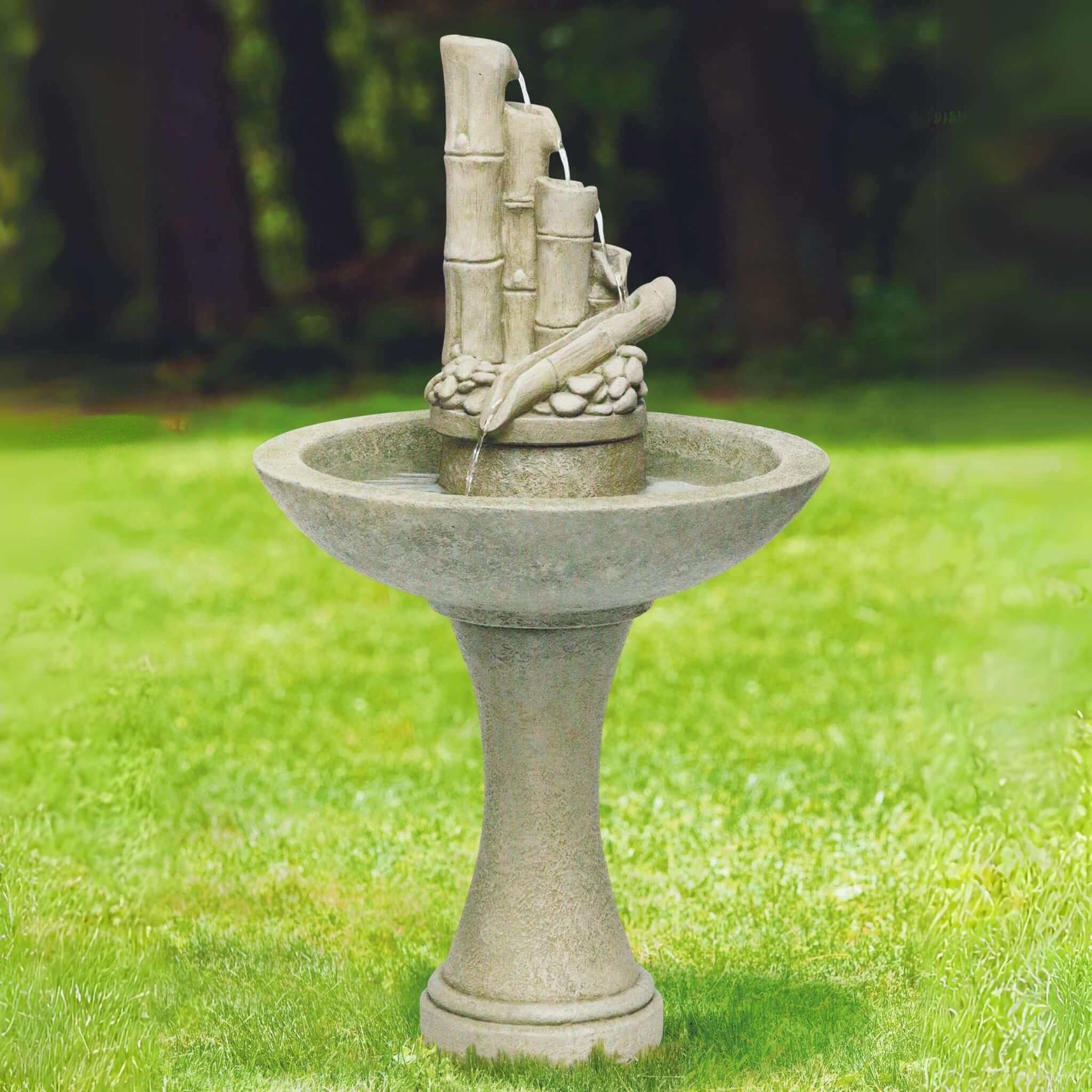 Bamboo Spill Style Concrete Fountain - Massarellis #3809