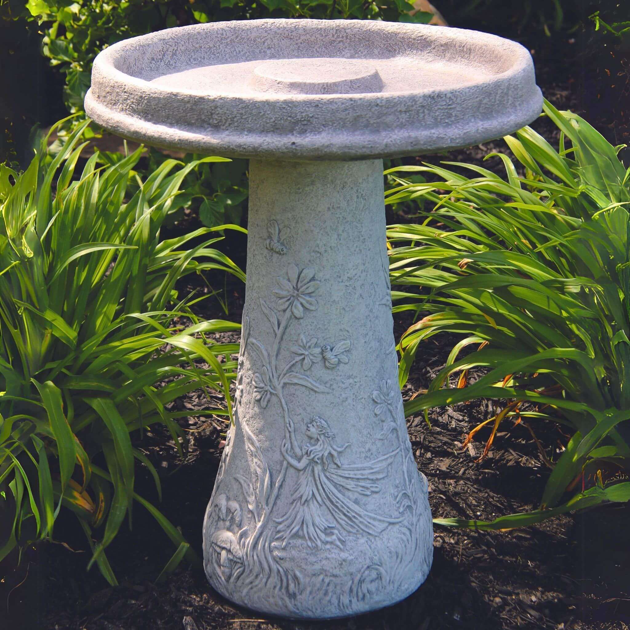 Fairy 2-Piece Concrete Bird Bath - Massarellis #9746