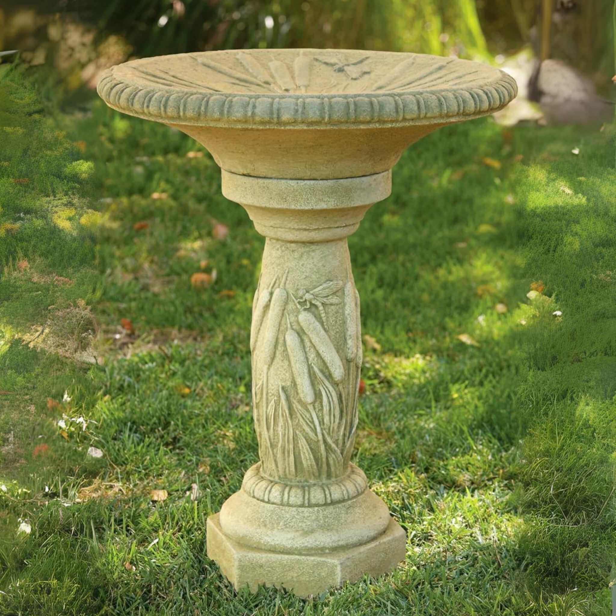 Cattail Concrete 2-Piece Bird Bath - Massarellis #9718