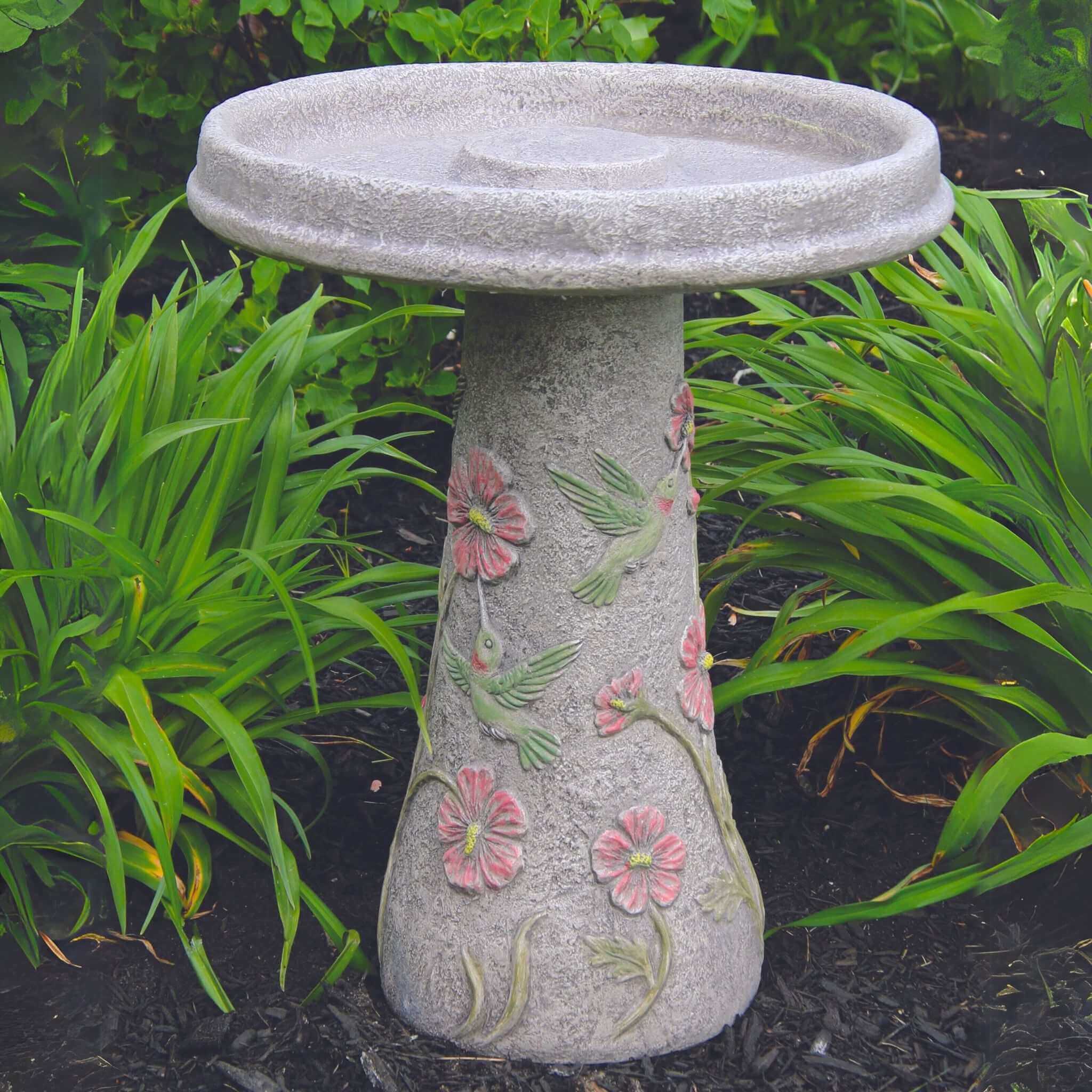 Hummingbird 2-Piece Concrete Bird Bath - Massarellis #9757