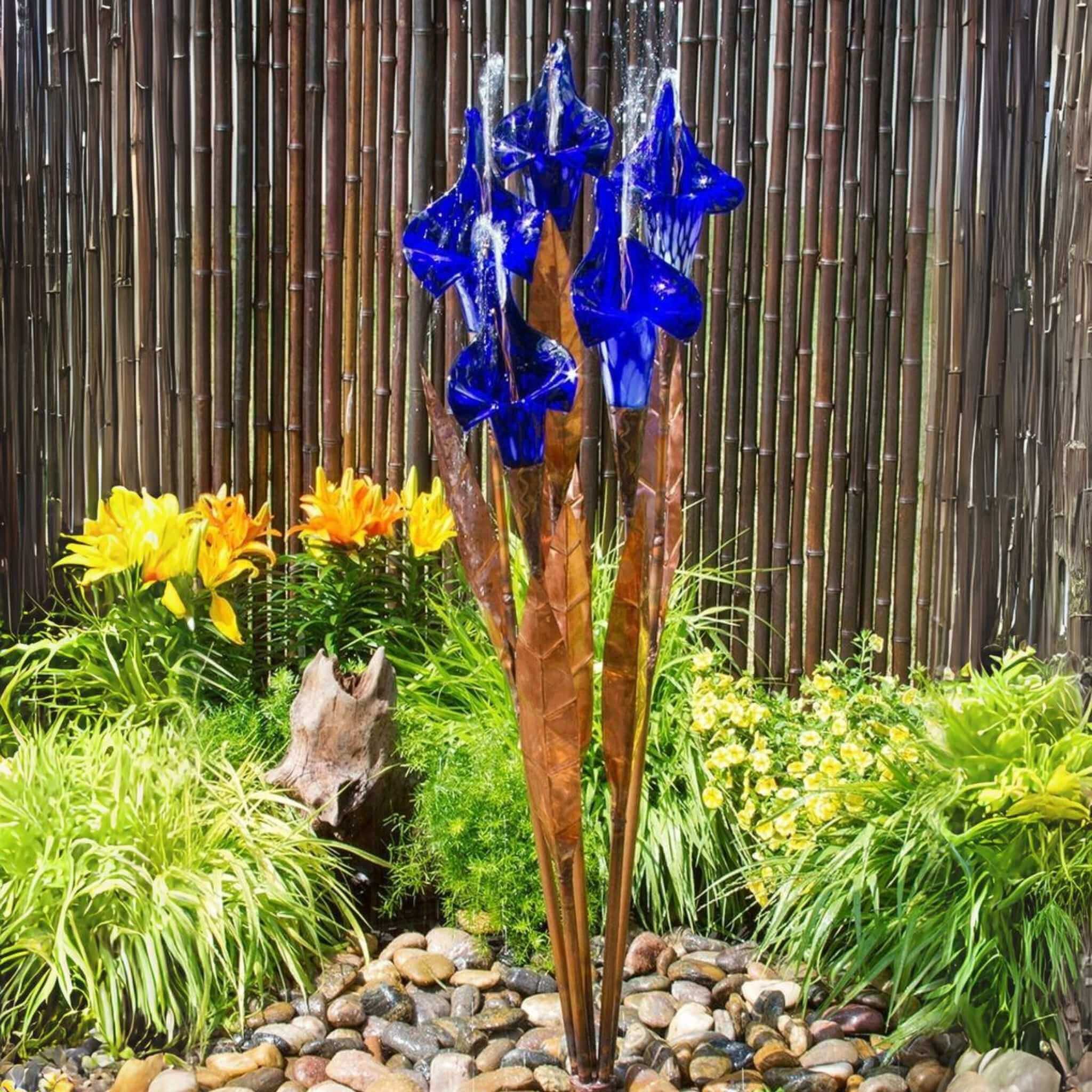Blue Iris Copper & Glass Fountain Kit - Blue Thumb