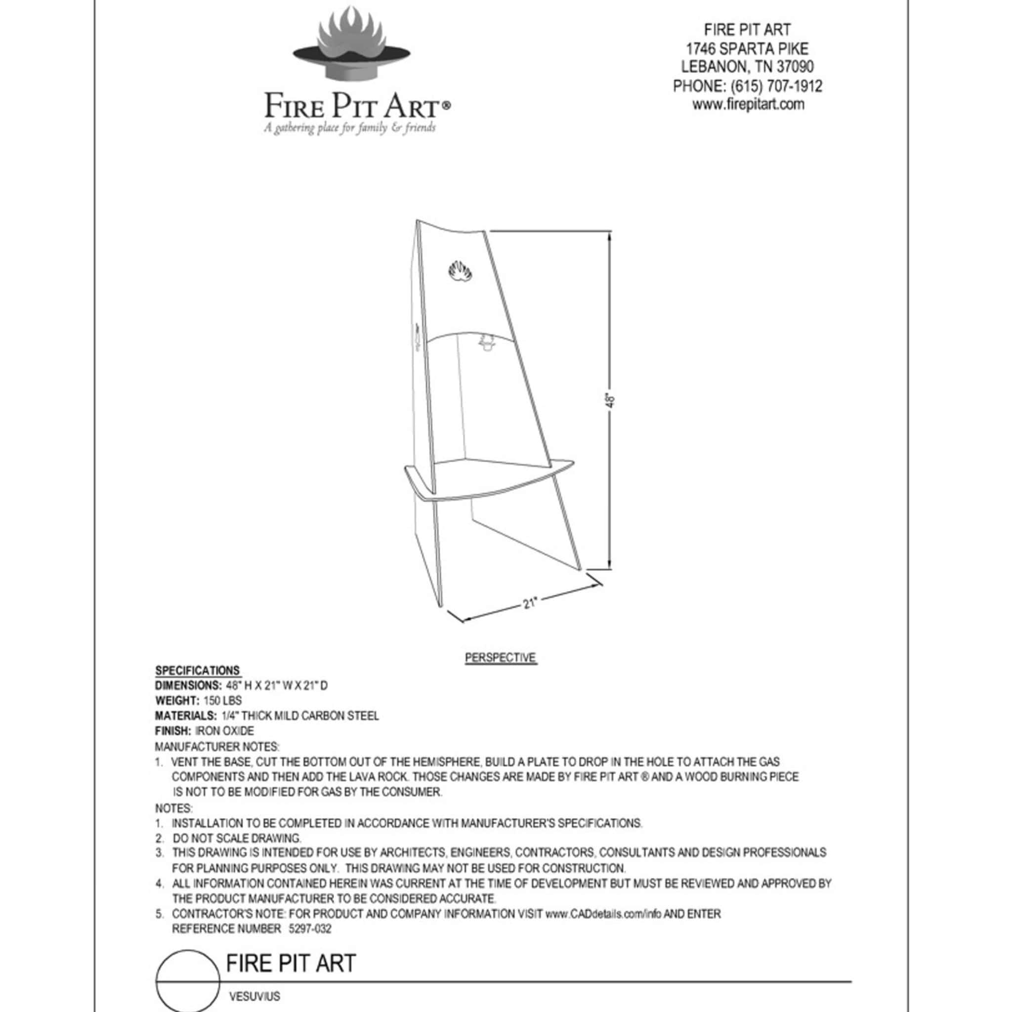 Vesuvius Wood Burning Fire Pit in Steel - Fire Pit Art