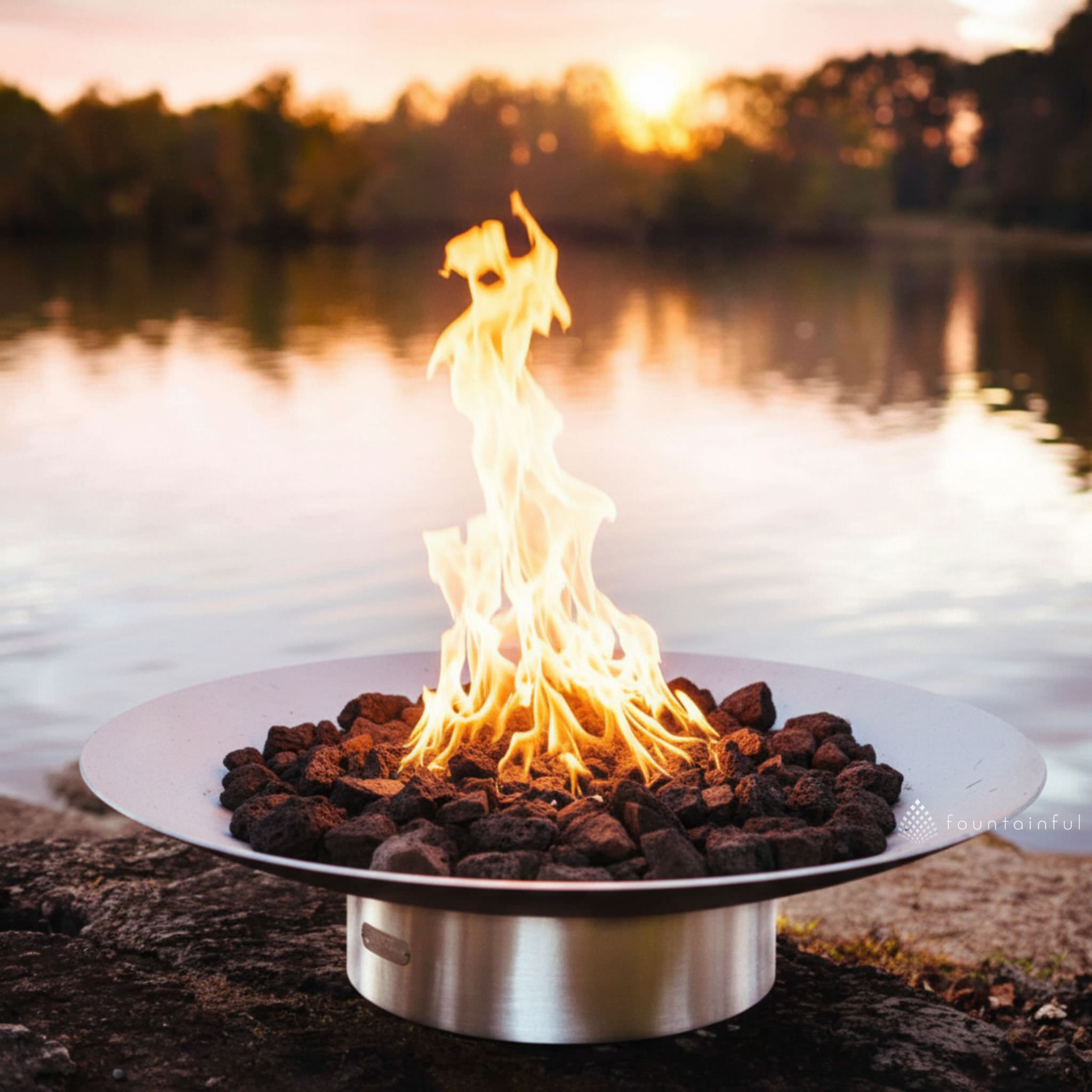 Bella Vita Series Gas Fire Pit in Stainless Steel - Fire Pit Art