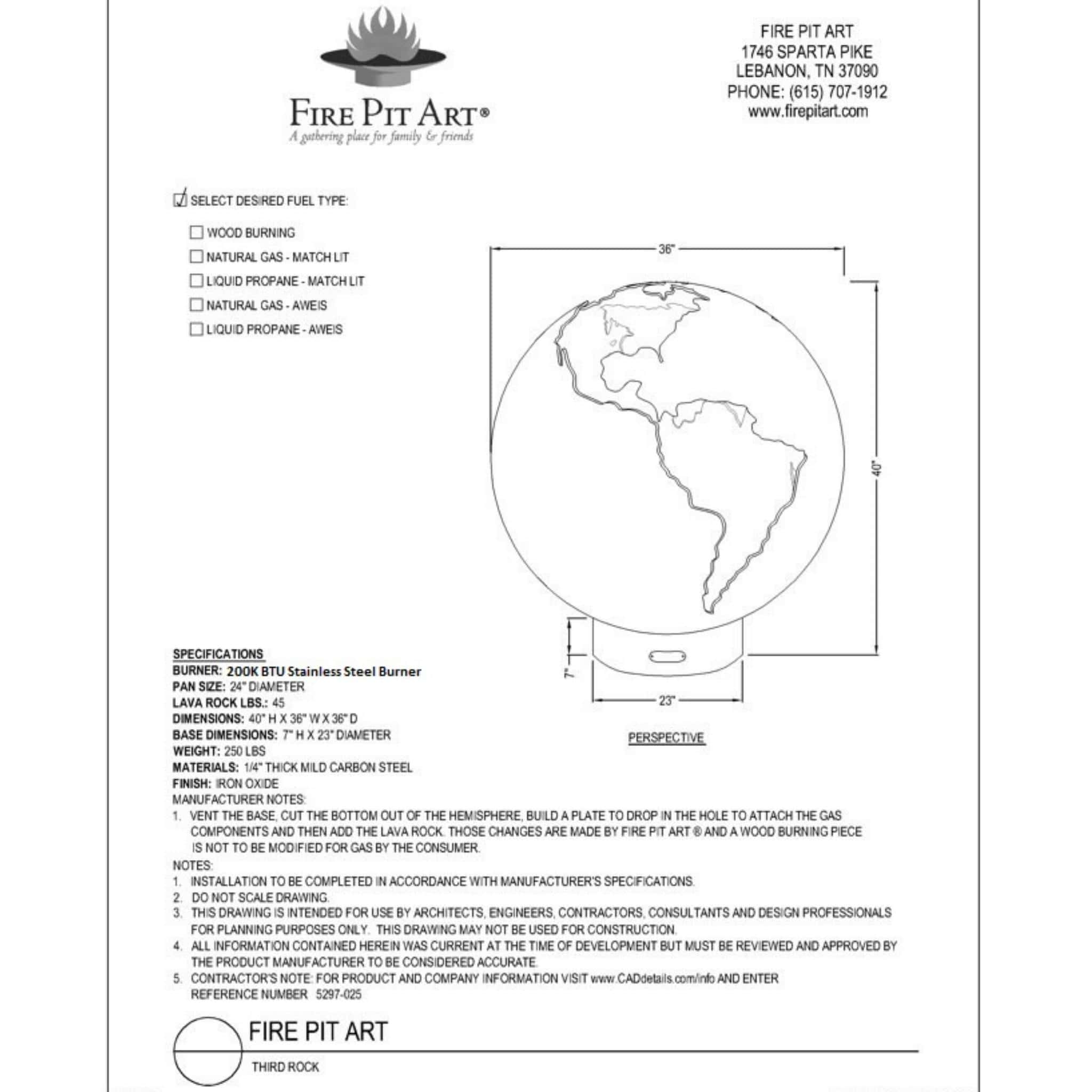 Third Rock Wood Burning Fire Pit in Steel - Fire Pit Art