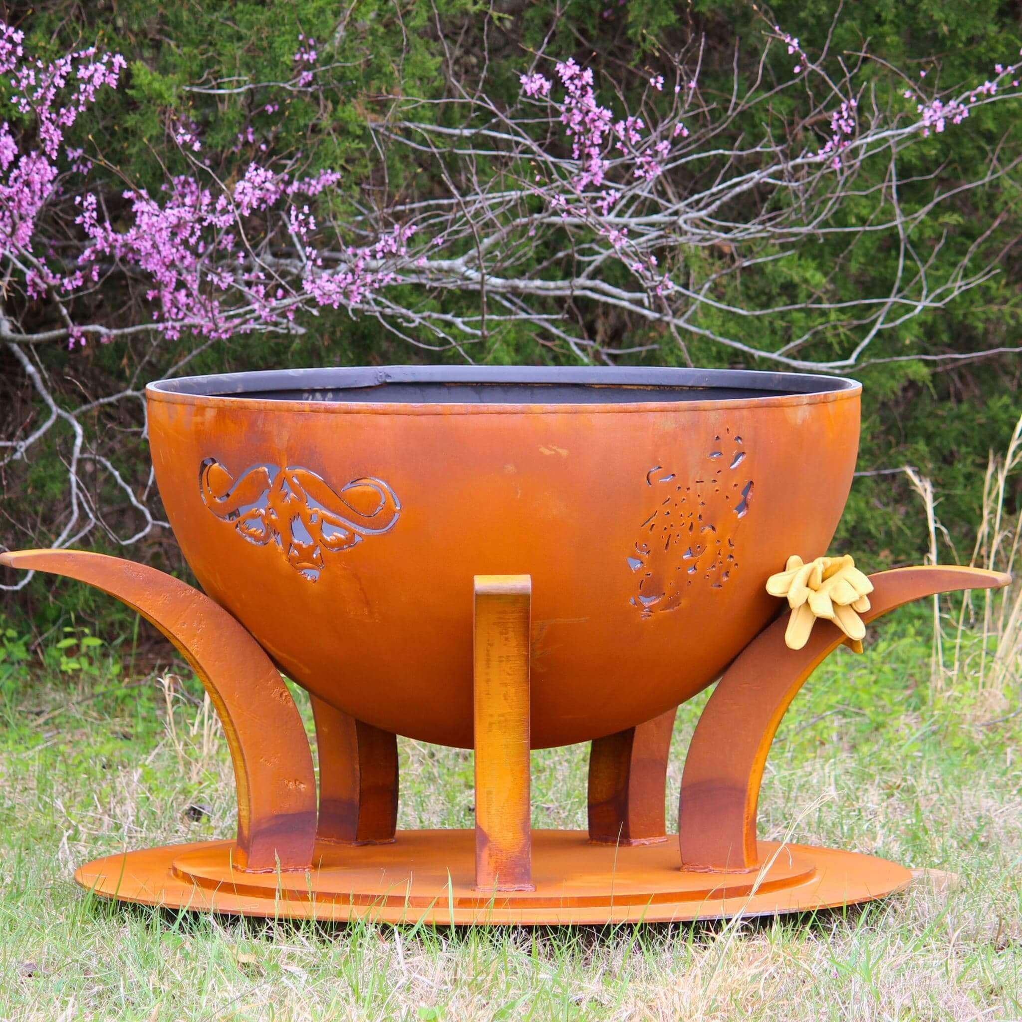 Africa's Big Five Gas Fire Pit in Steel - Fire Pit Art