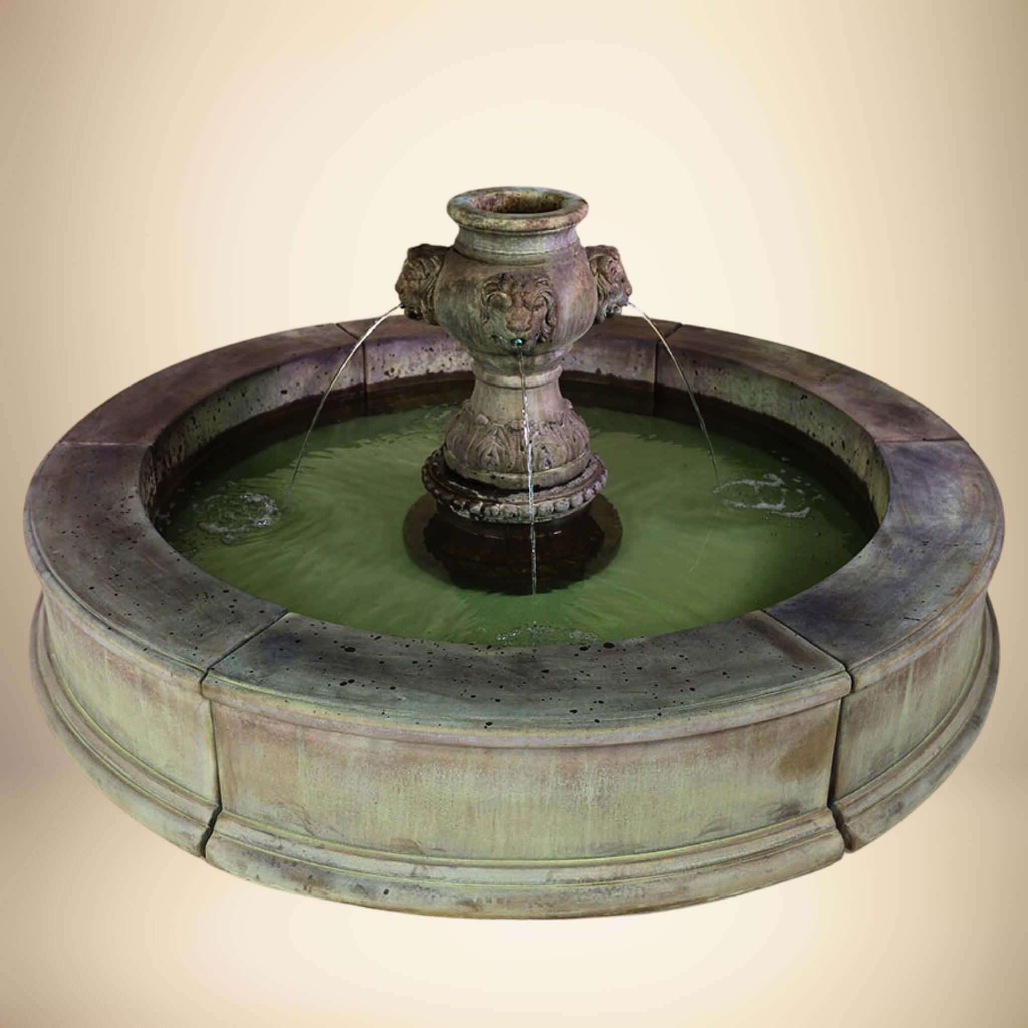 Madrid Leones w/Pond Concrete Fountain - Giannini #1806