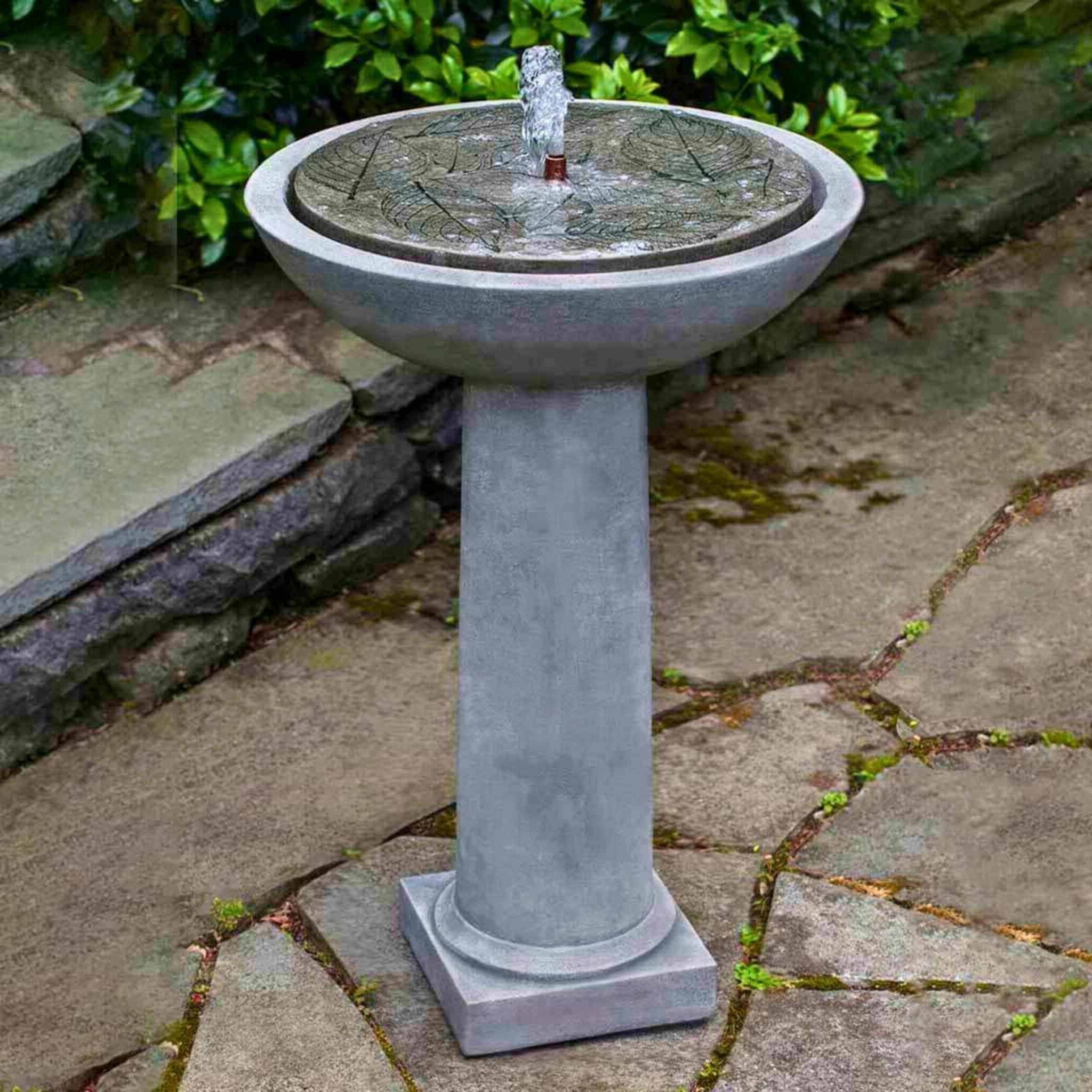 Hydrangea Leaves Concrete Birdbath Fountain - Campania #FT248