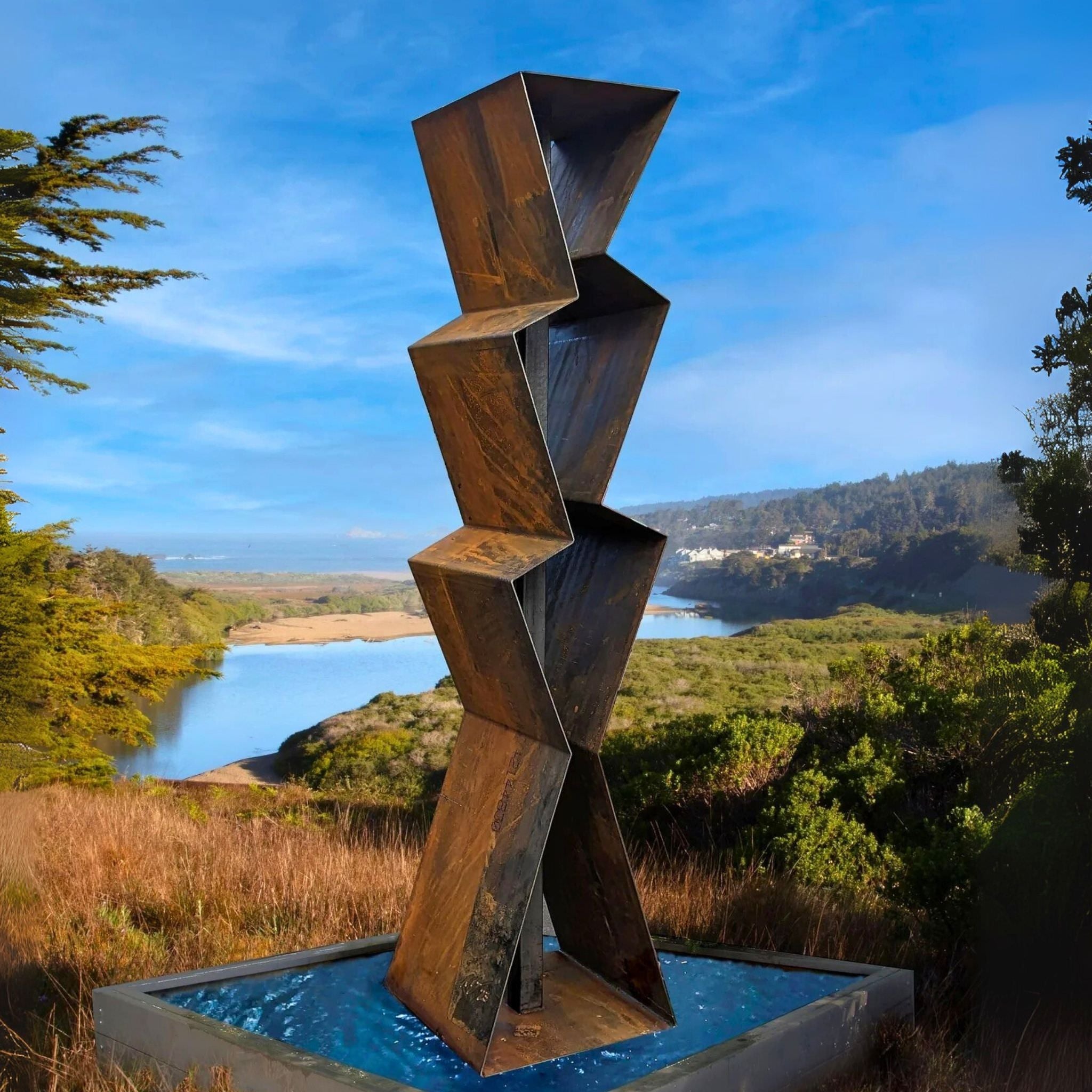 F3 Modern Fountain in Corten Steel