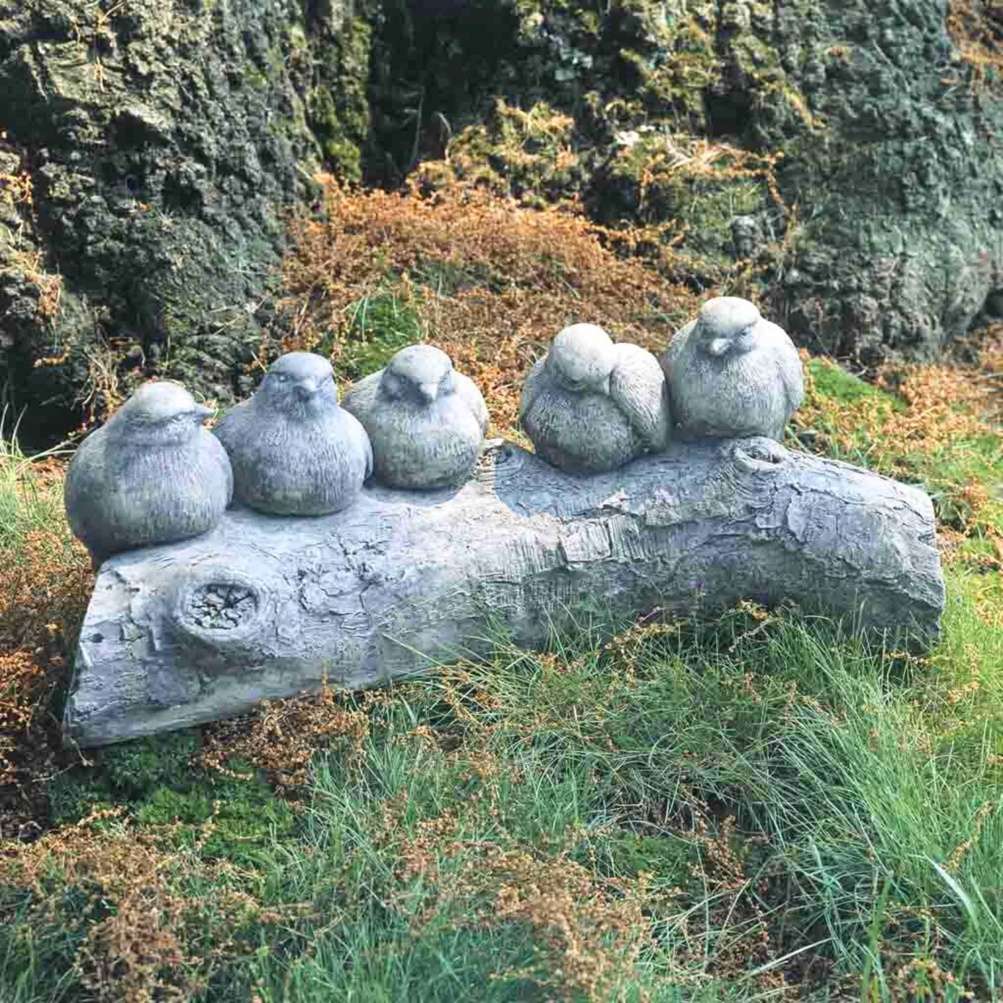 Birds on a Log Concrete Garden Statue - Campania #A203