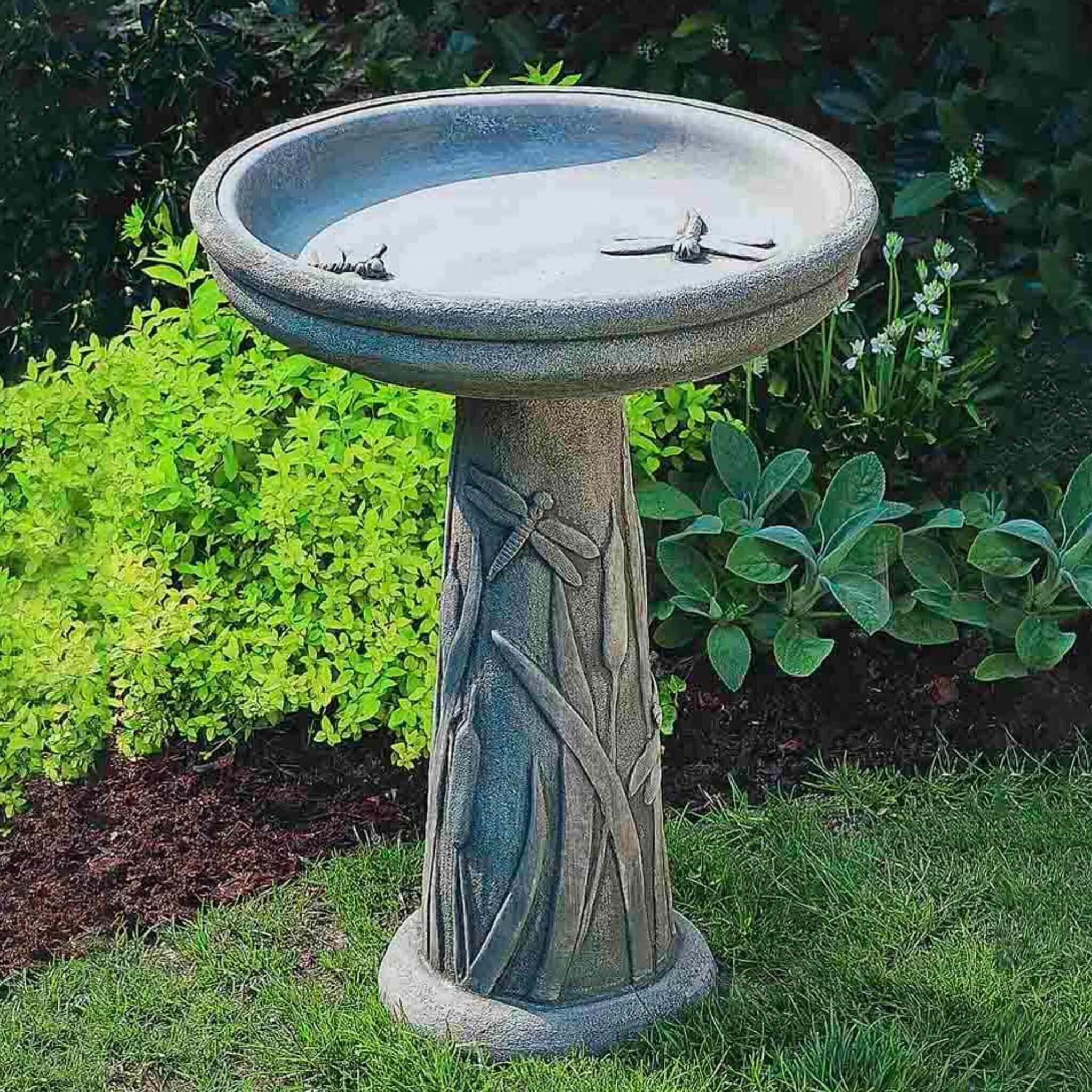 Dragonfly Concrete Bird Bath - Campania #B056