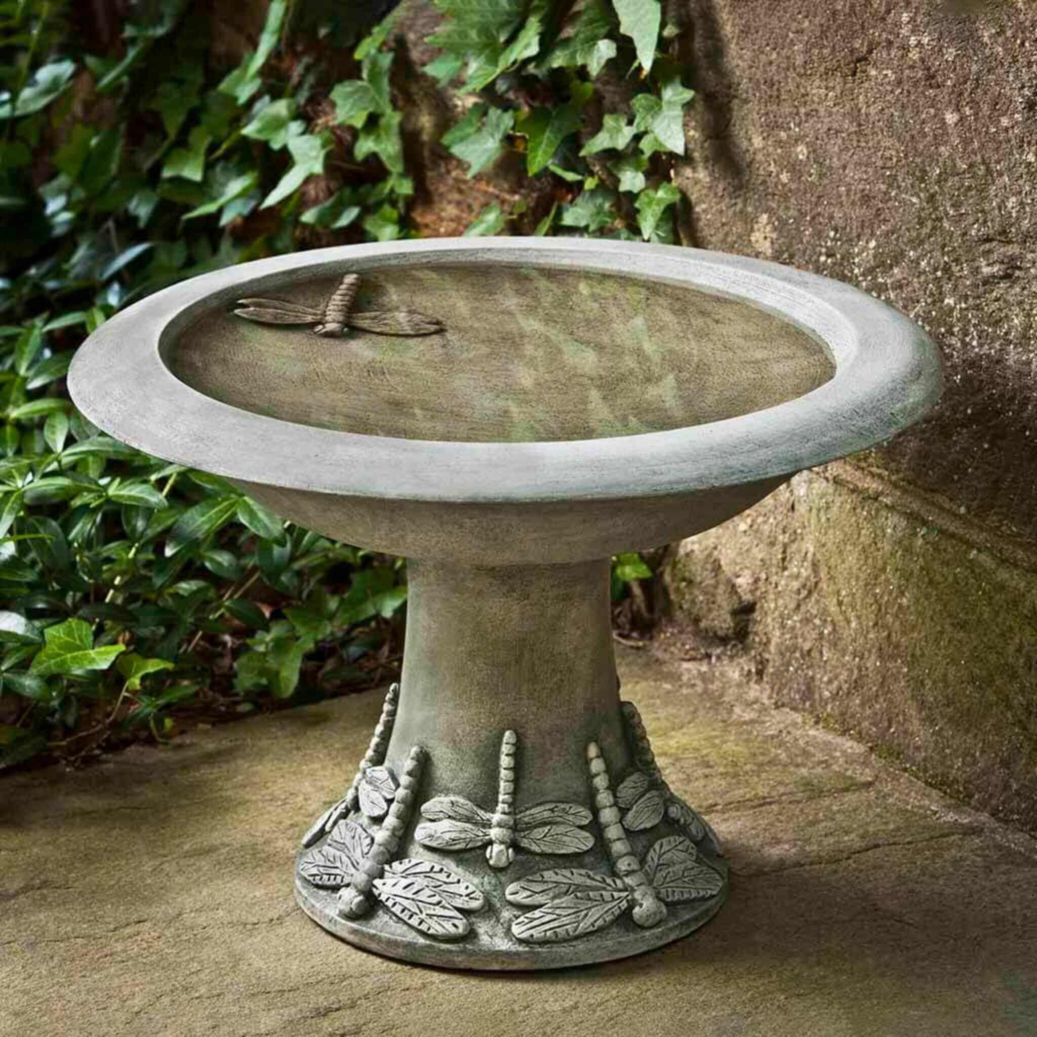 Dragonfly Small Concrete Bird Bath - Campania #B149
