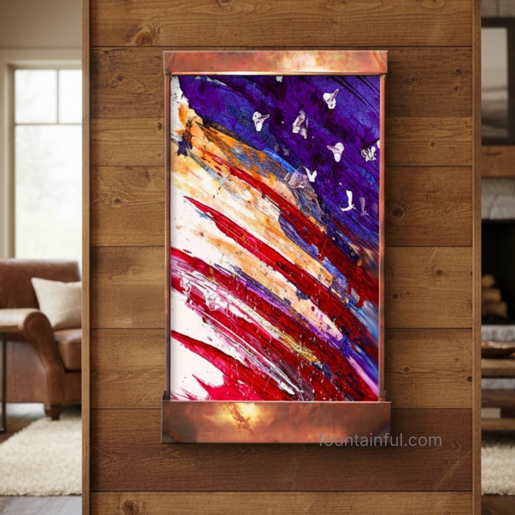 American Flag Artwork Wall Fountain - Metal, Acrylic - Cameron Harvey