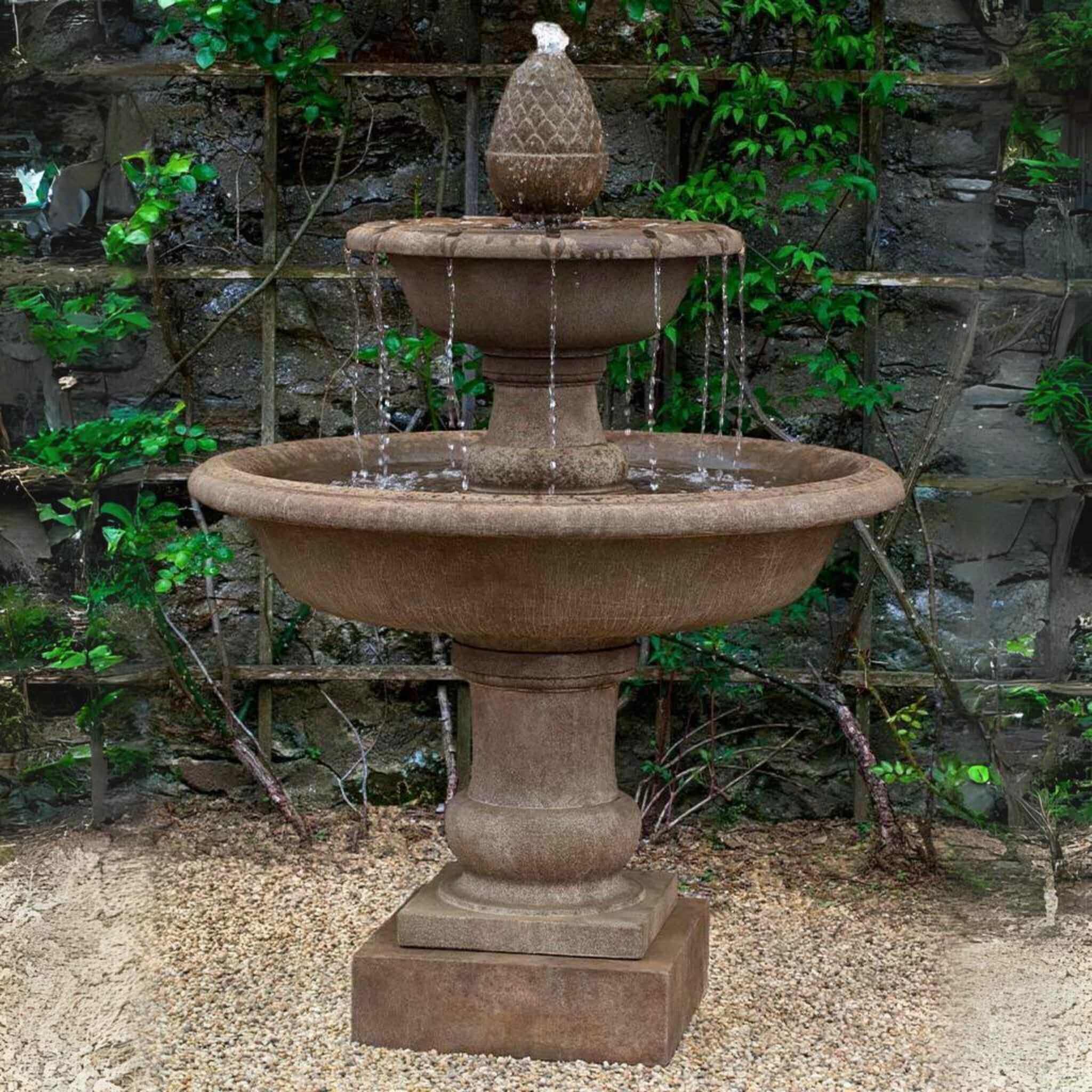Wiltshire 2-Tier Concrete Fountain with Pinecone Finial - Campania #FT305